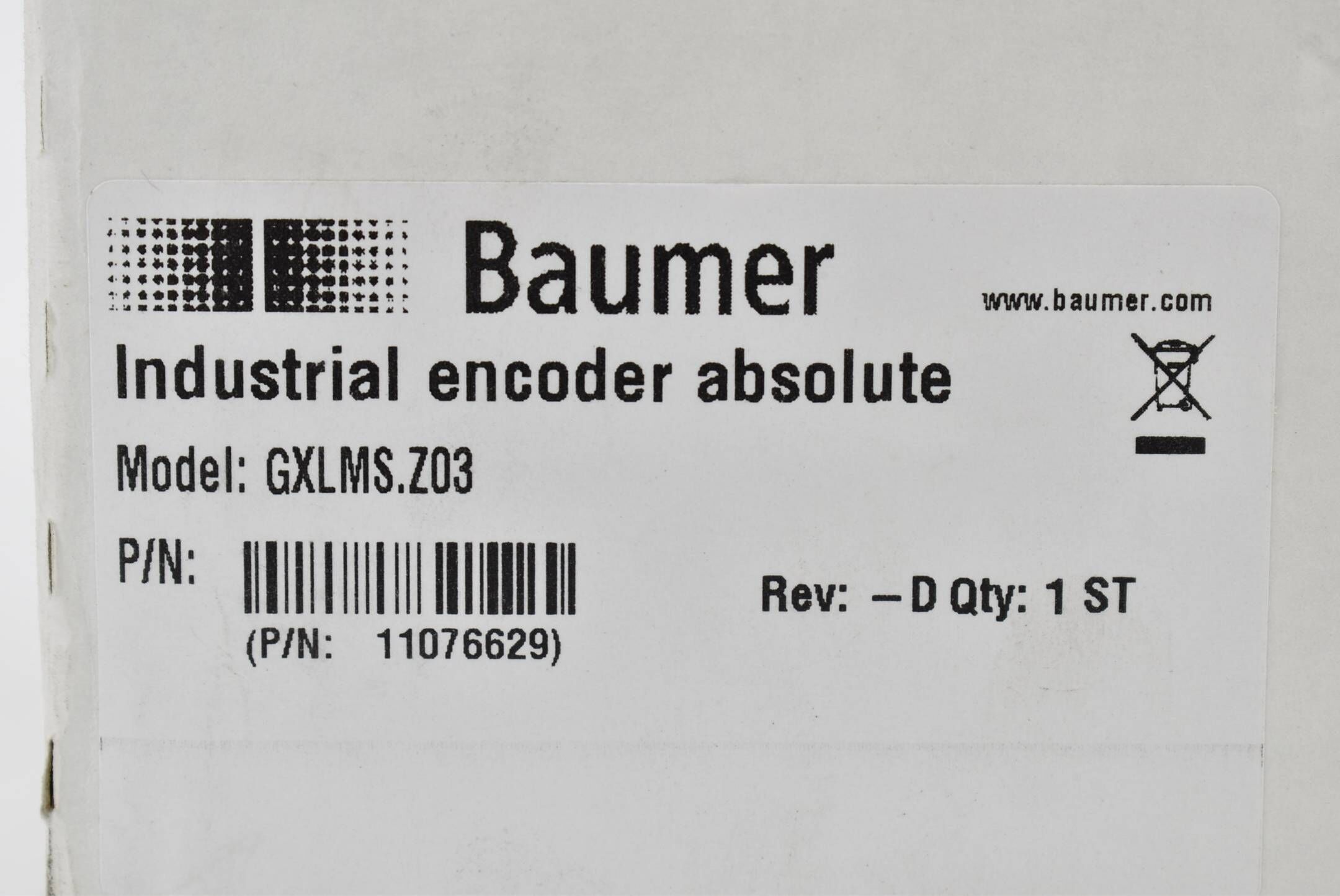 Baumer Industrial encoder absolute GXLMS.Z03 Rev. D