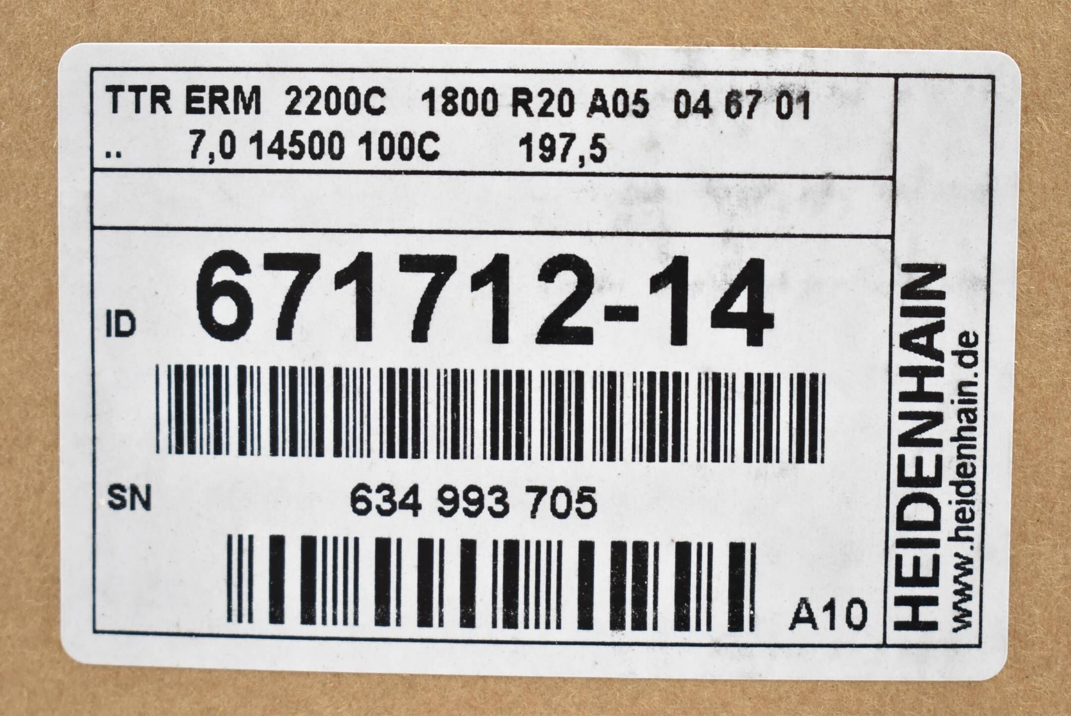 Heidenhain TTR ERM 2200C 1800 R20 A05 04 67 01 ( 671712-14 ) 671 712-14 Vers.A10