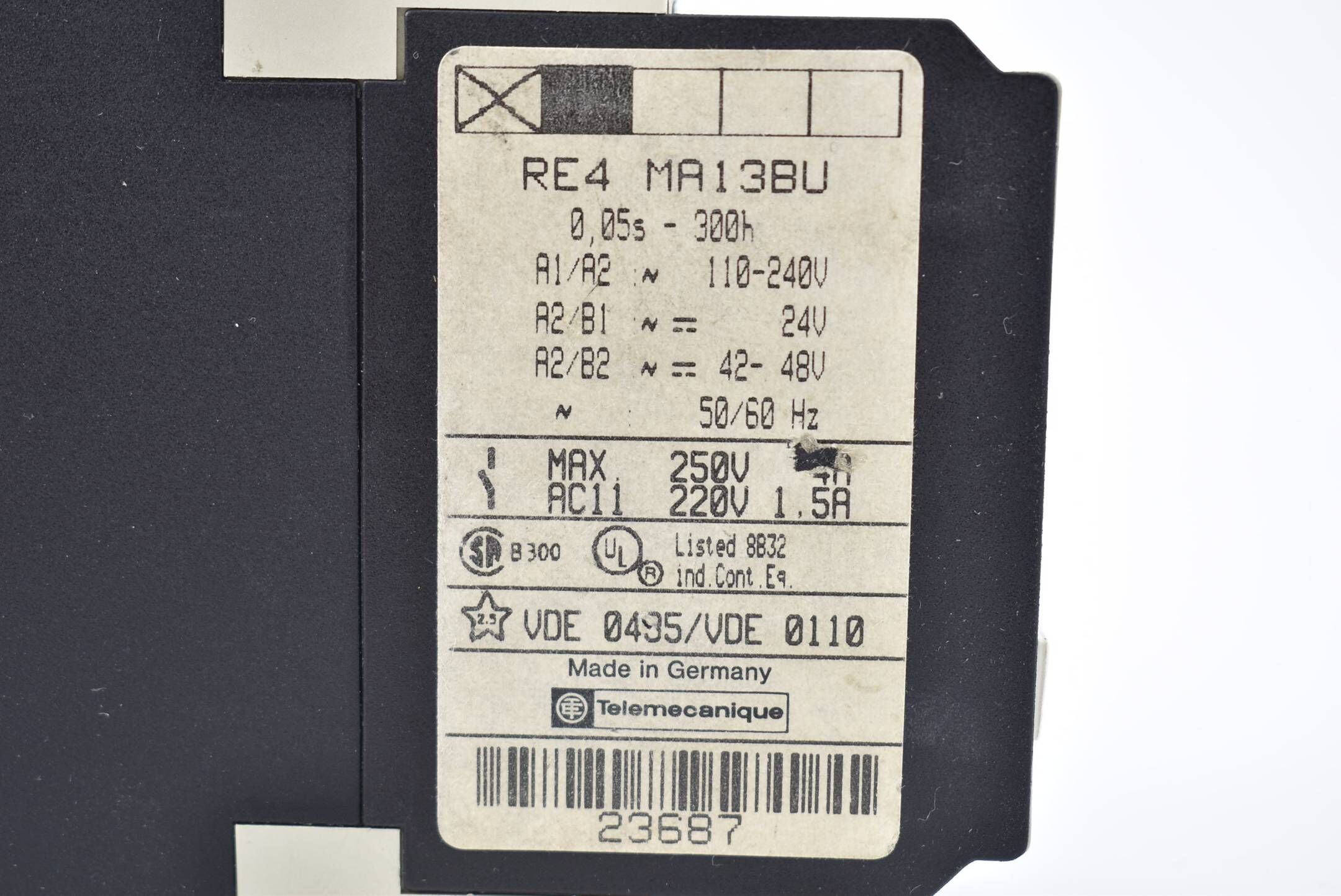 Telemecanique Zeitrelais 0,05s-300h 110-240V 24V 50-60Hz RE 4 MA13BU ( RE 4 MA )
