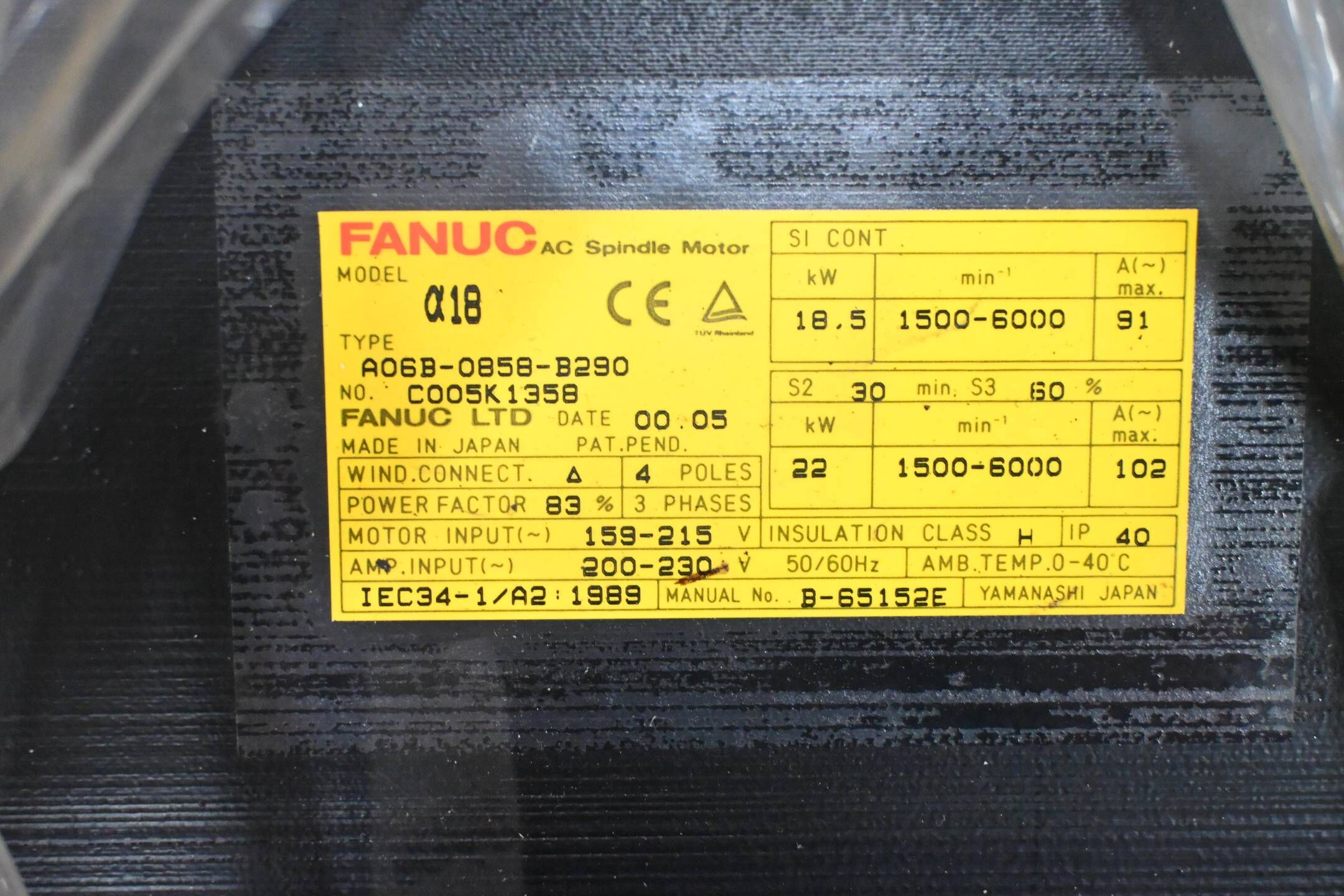 Fanuc AC-Spindelmotor A06B-0858-B290