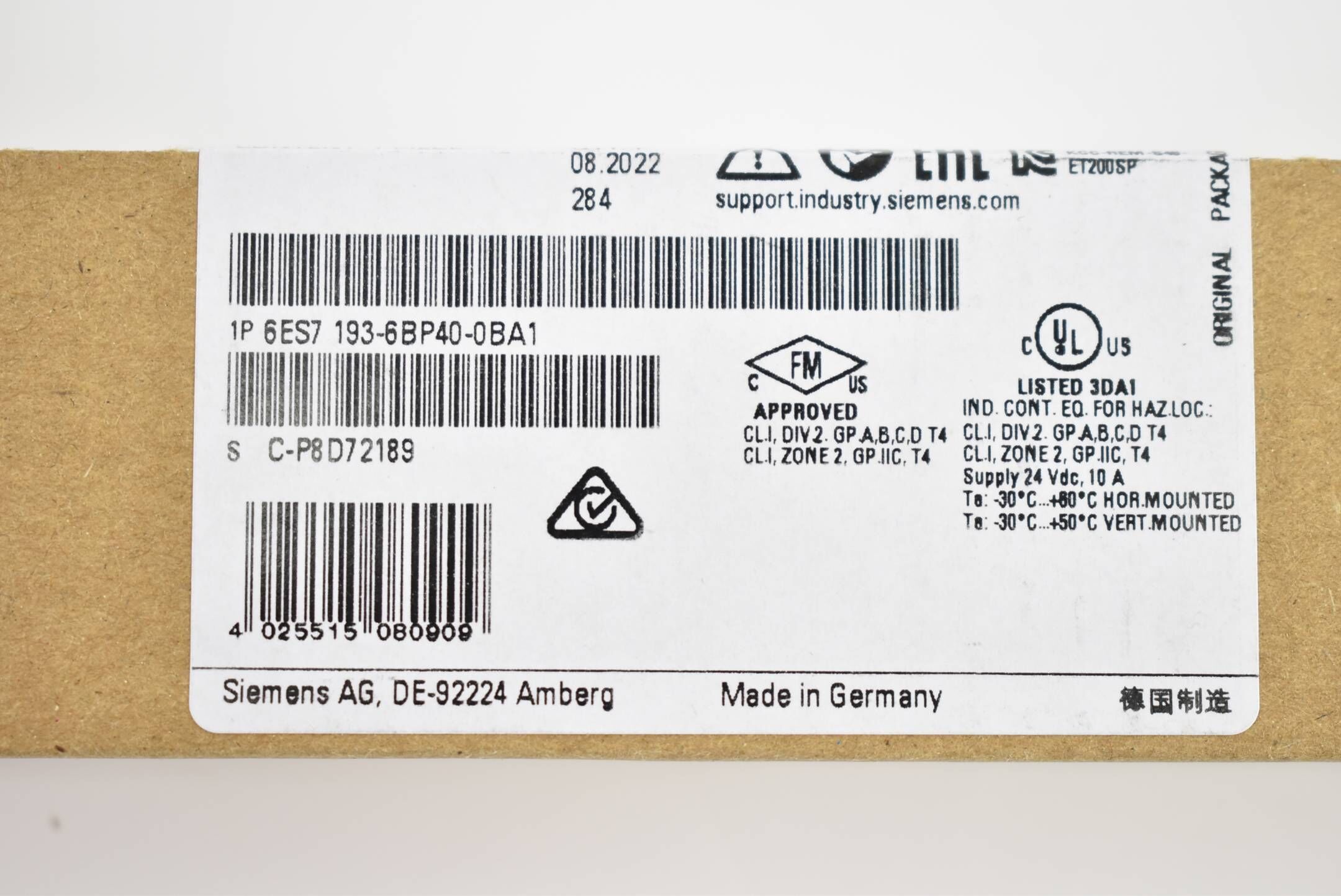 Siemens simatic ET 200SP 6ES7 193-6BP40-0BA1 ( 6ES7193-6BP40-0BA1 ) E20