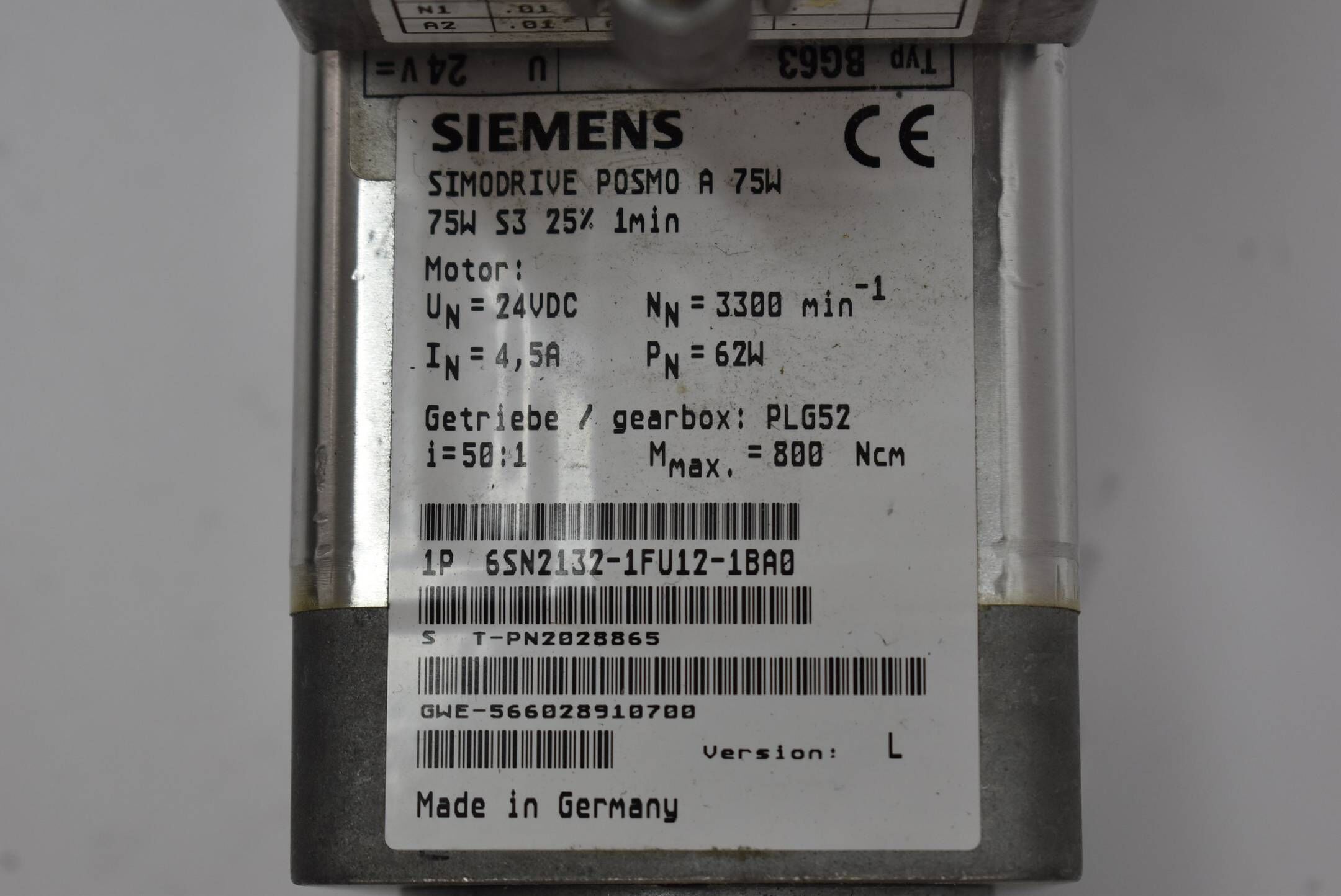 Siemens simodrive POSMO A 6SN2132-1FU12-1BA0 ( 6SN2 132-1FU12-1BA0 ) Version L
