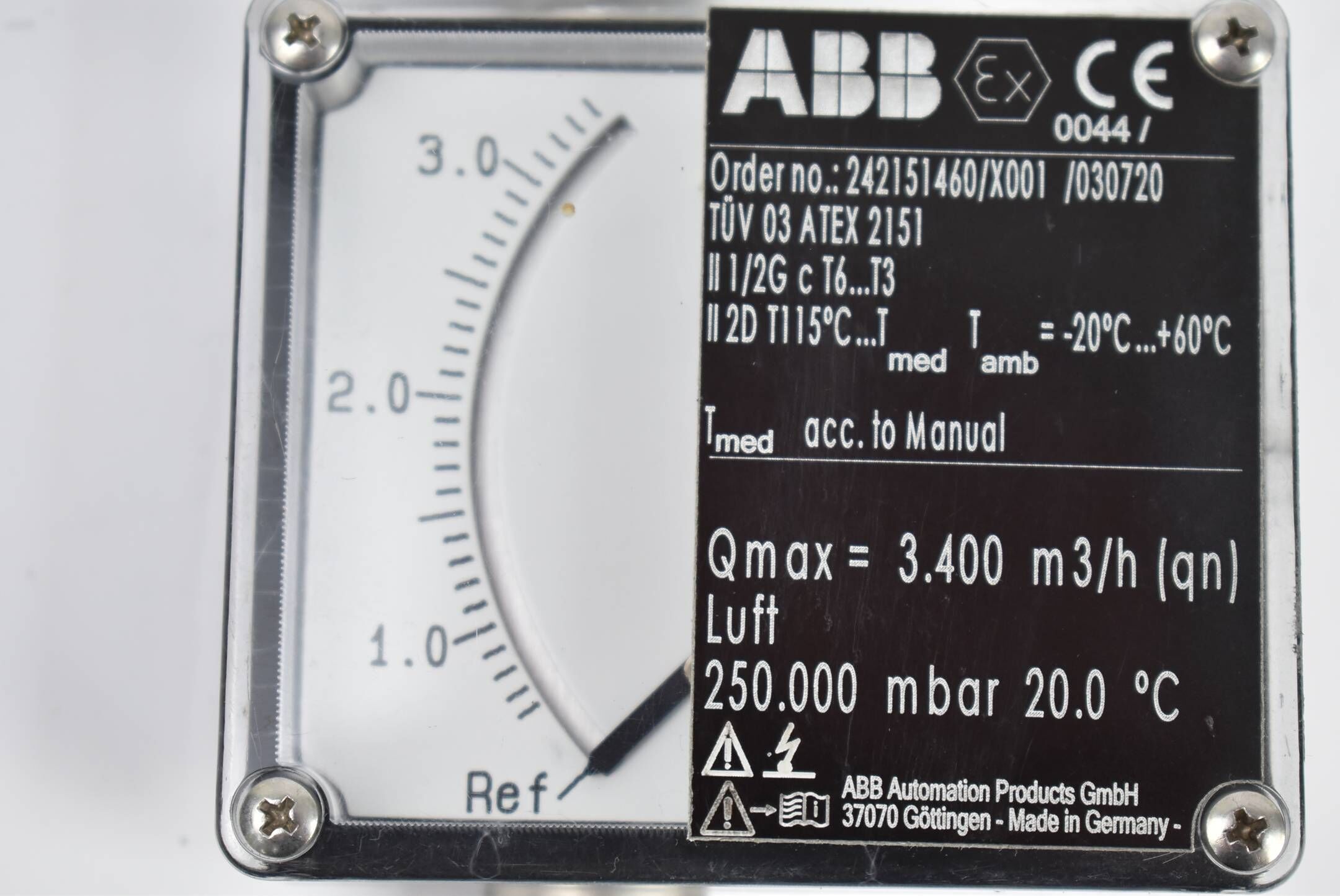 ABB Durchflussmesser 250.000mbar 20°C 242151460/X001  /030720 ( D10A32_5  )