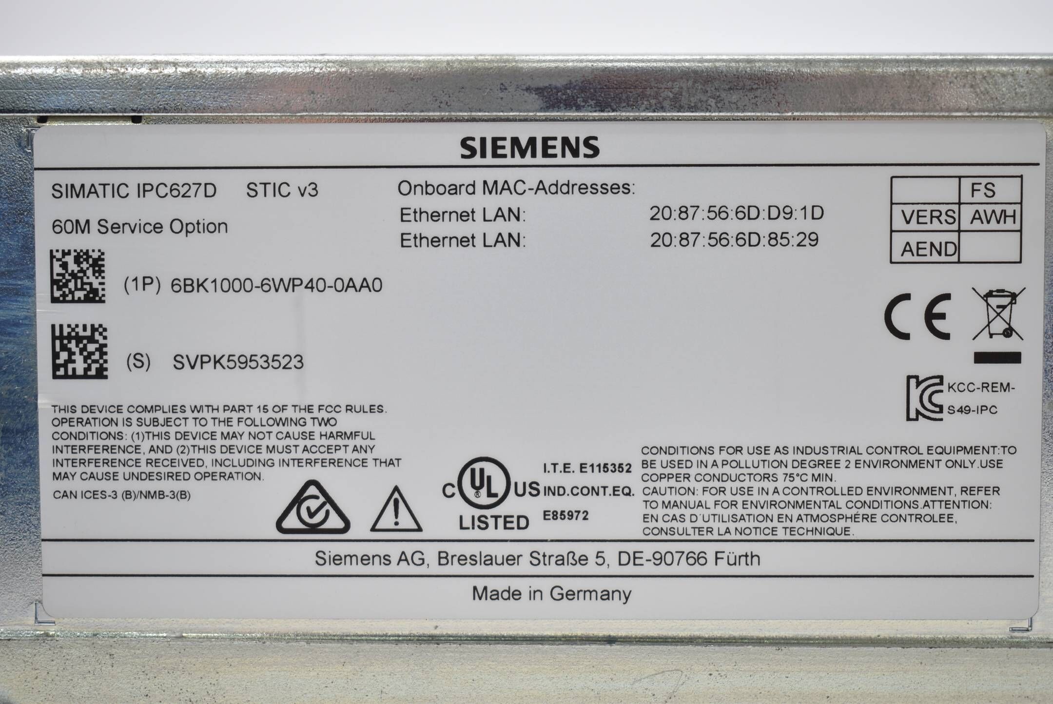 Siemens siamtic IPC627D Box PC 6BK1000-6WP40-0AA0 ( 6BK1000-6WP40-0AA0 )