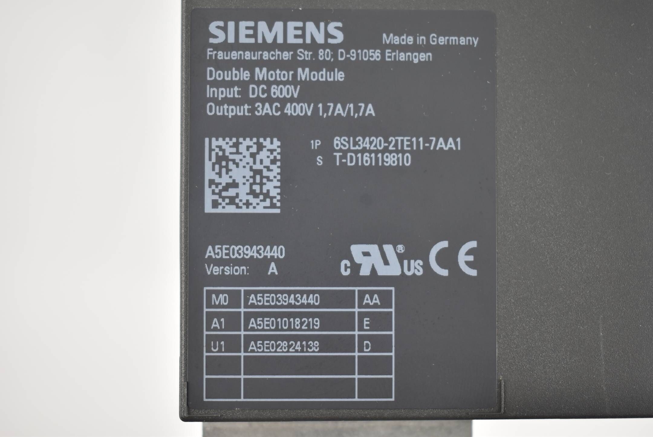 Siemens Sinamics S120 DMM 6SL3420-2TE11-7AA1 ( 6SL3 420-2TE11-7AA1 ) E.A