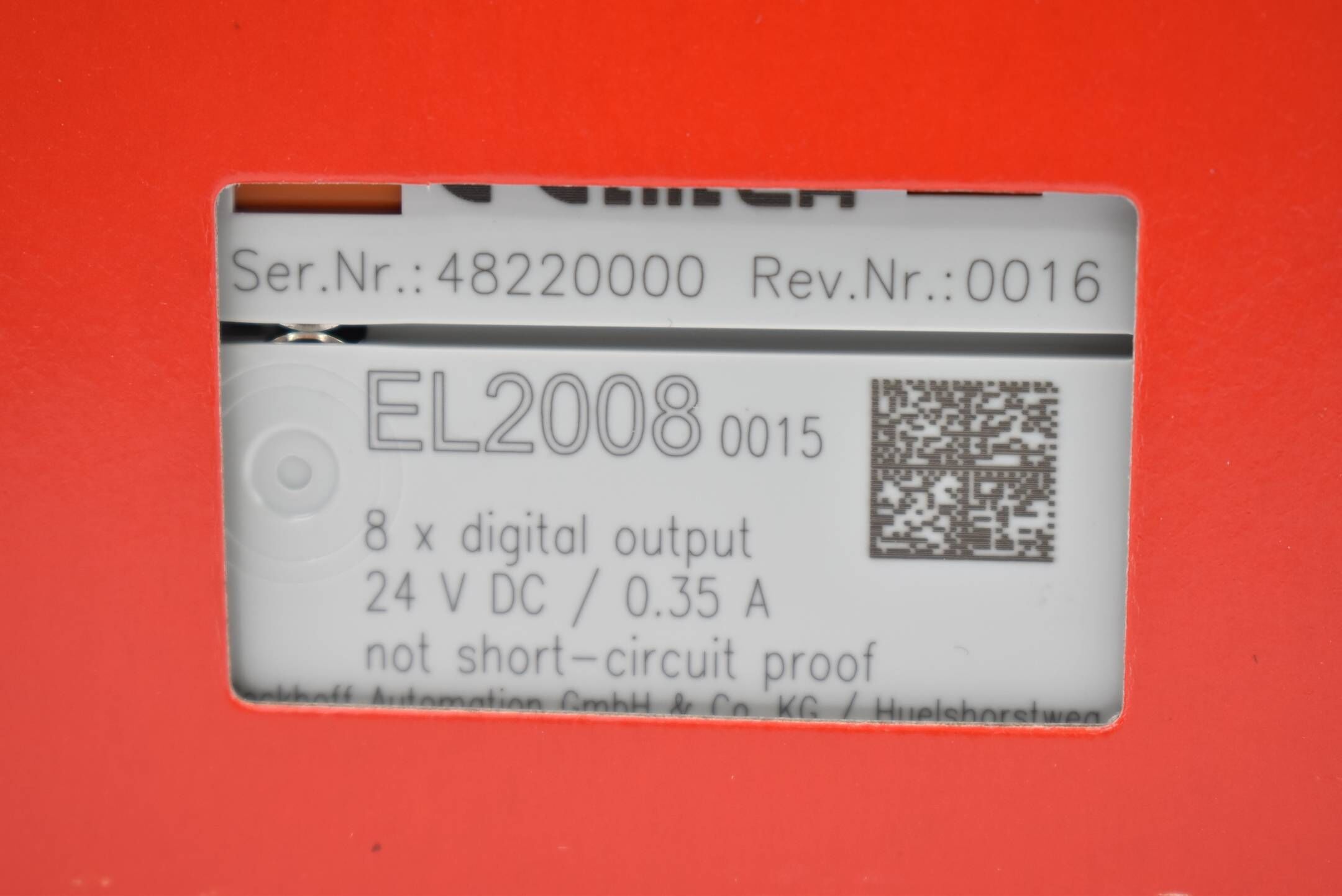 Beckhoff EtherCAT-Klemme 8-Kanal-Digital-Ausgang 24VDC 0,5A EL2008-0015