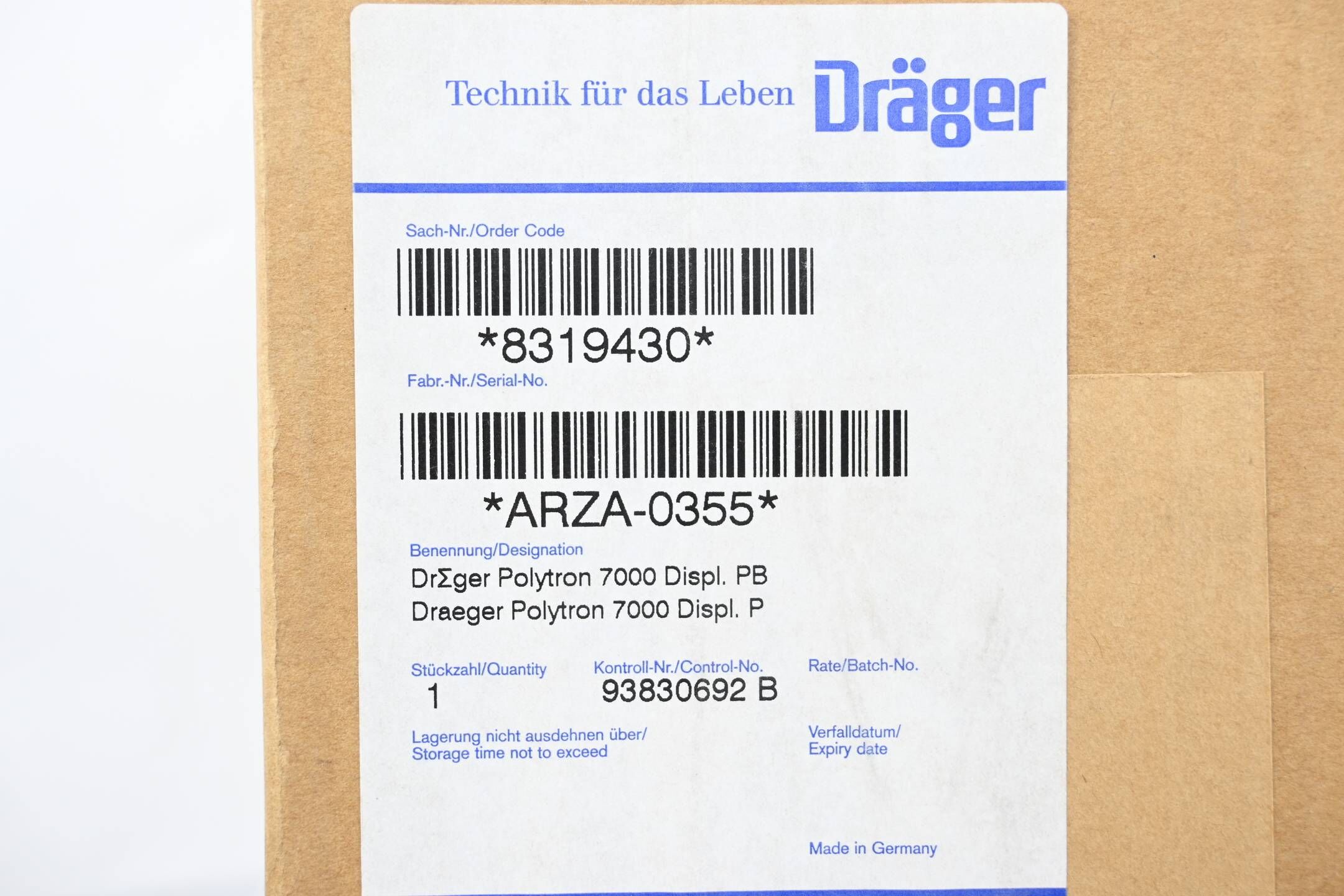 Dräger Polytron 7000 Display PB P3FB ( 8319430 )