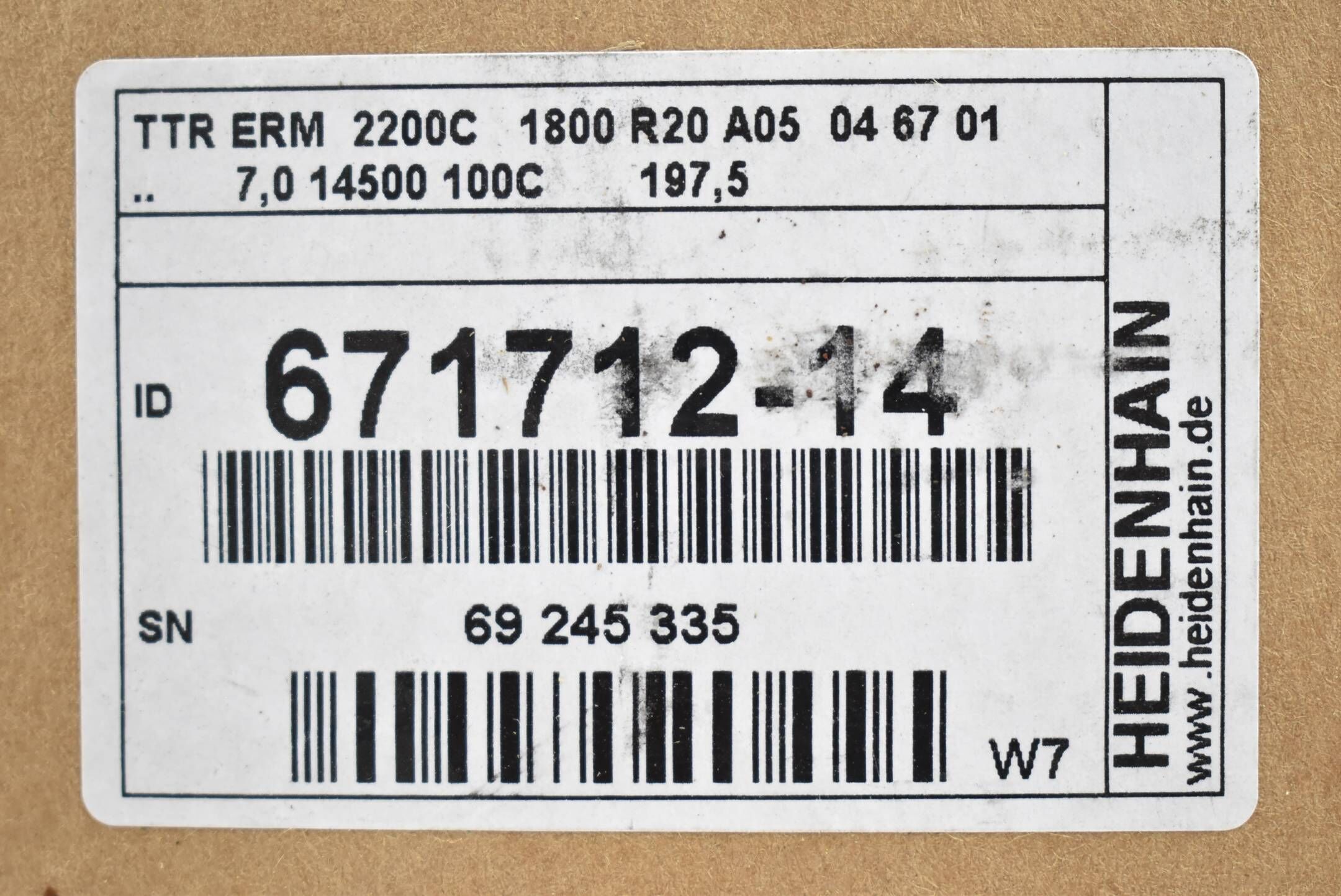 Heidenhain TTR ERM 2200C 1800 R20 A05 04 67 01 ( 671712-14 ) 671 712-14 Vers. W7