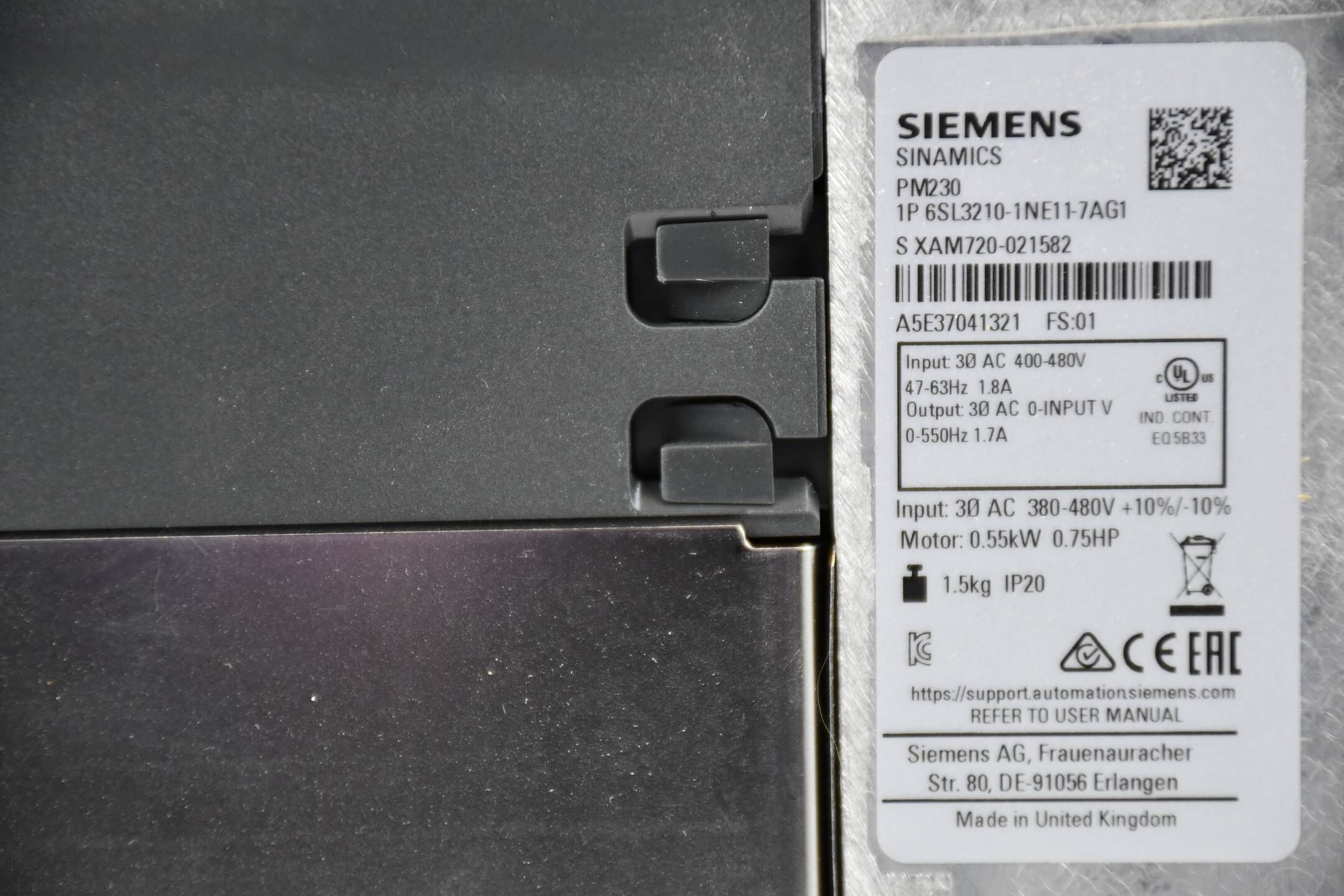 Siemens sinamics G120 Power PM230 6SL3210-1NE11-7AG1 ( 6SL3 210-1NE11-7AG1 ) E1