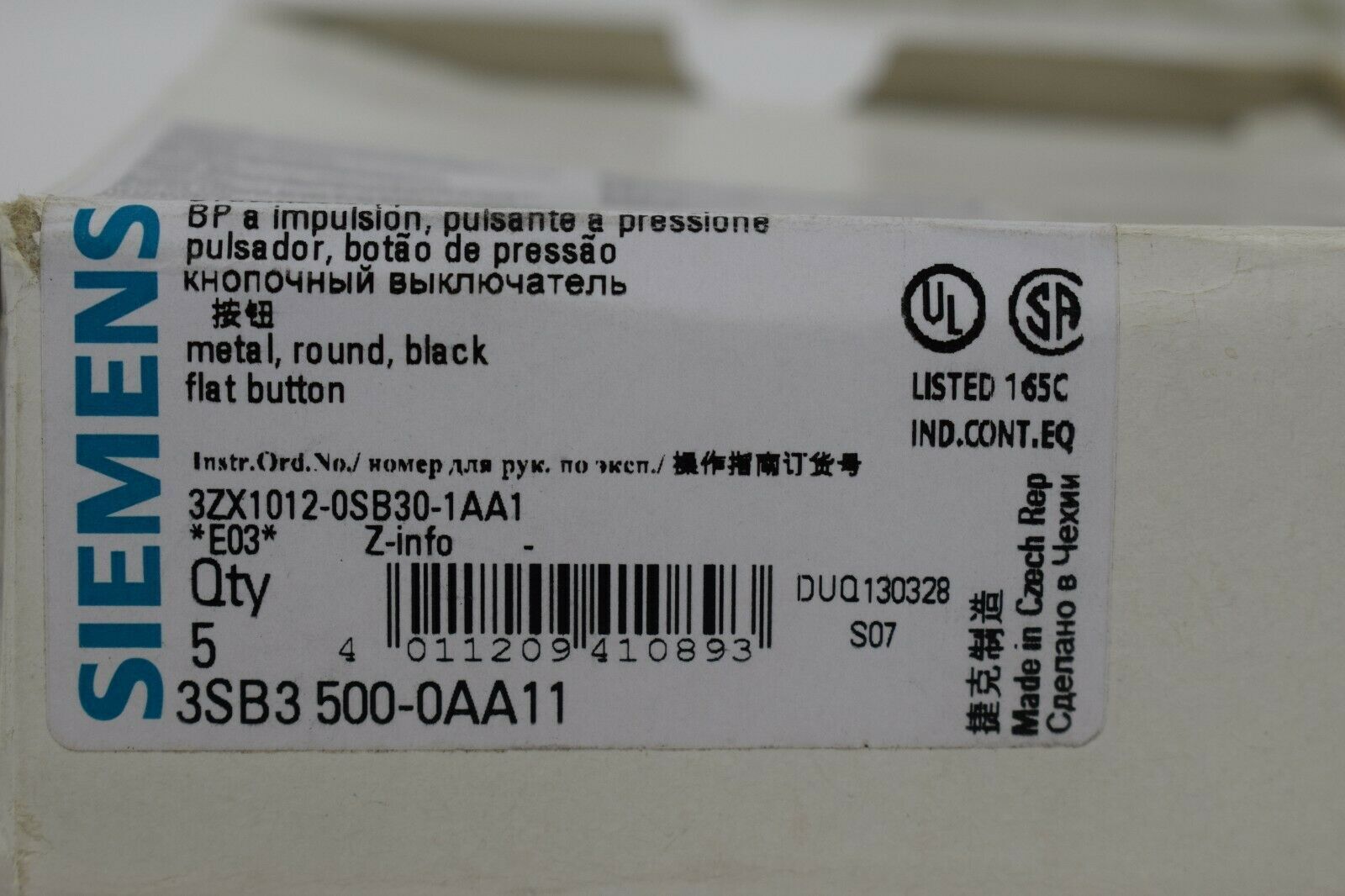 Siemens Drucktaster, pushbutton 3SB3 500-0AA11 ( 3SB3500-0AA11 ) 1St. / 1pc.
