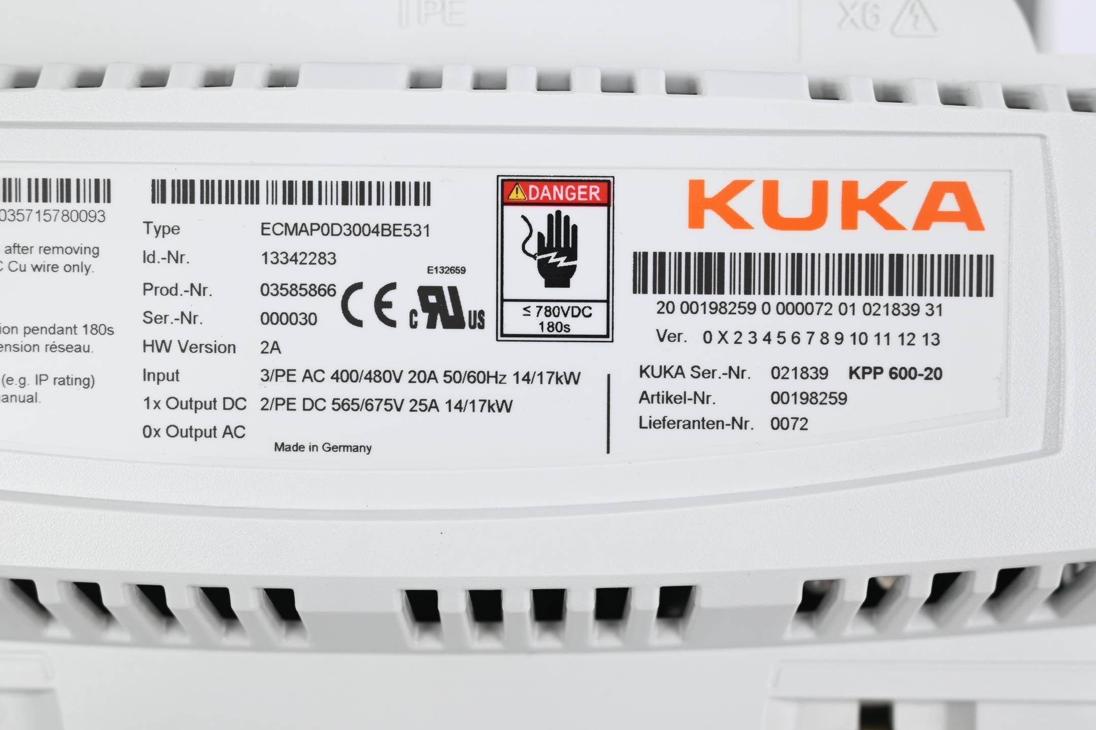 Kuka Power Pack KPP 600-20 ECMAP0D3004BE531 ( 13342283 ) Vers. 2A