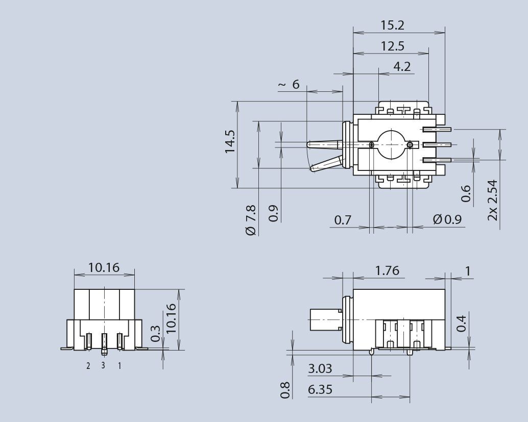 Mentor SMD Toggle switch 1247.7541 1 pol.  R-Ro-T
