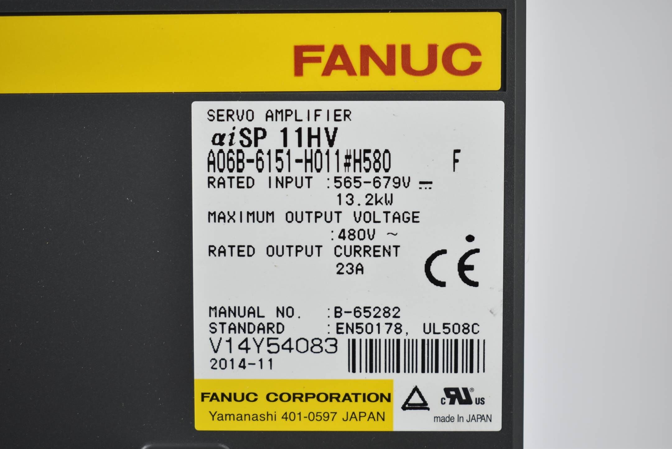Fanuc Servo Amplifier A06B-6151-H011#H580