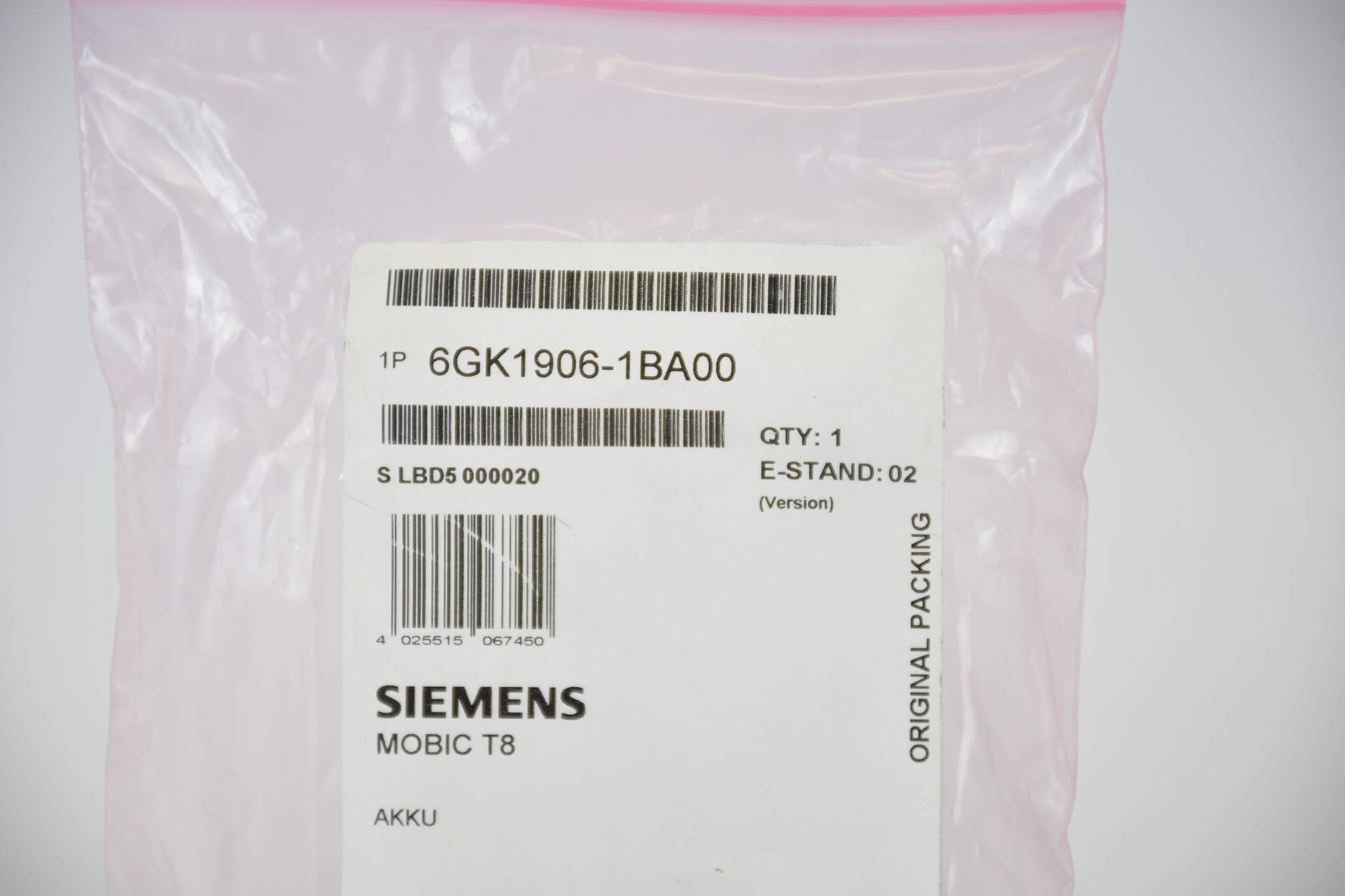 Siemens simatic HMI mobic T8 battery 6GK1906-1BA00 ( 6GK1 906-1BA00 )