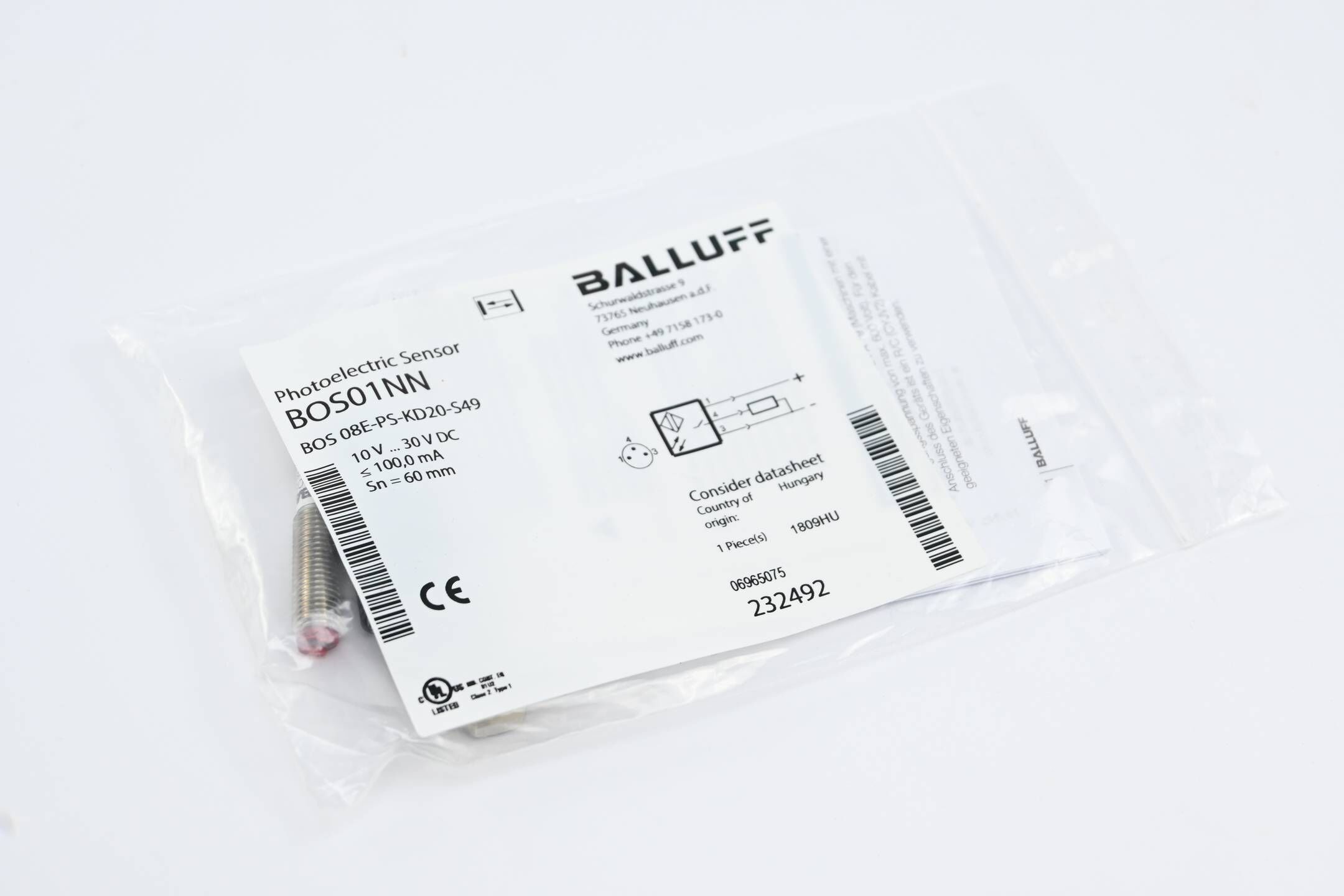 Balluff Lichttaster BOS01NN ( BOS 08E-PS-KD20-S49 )