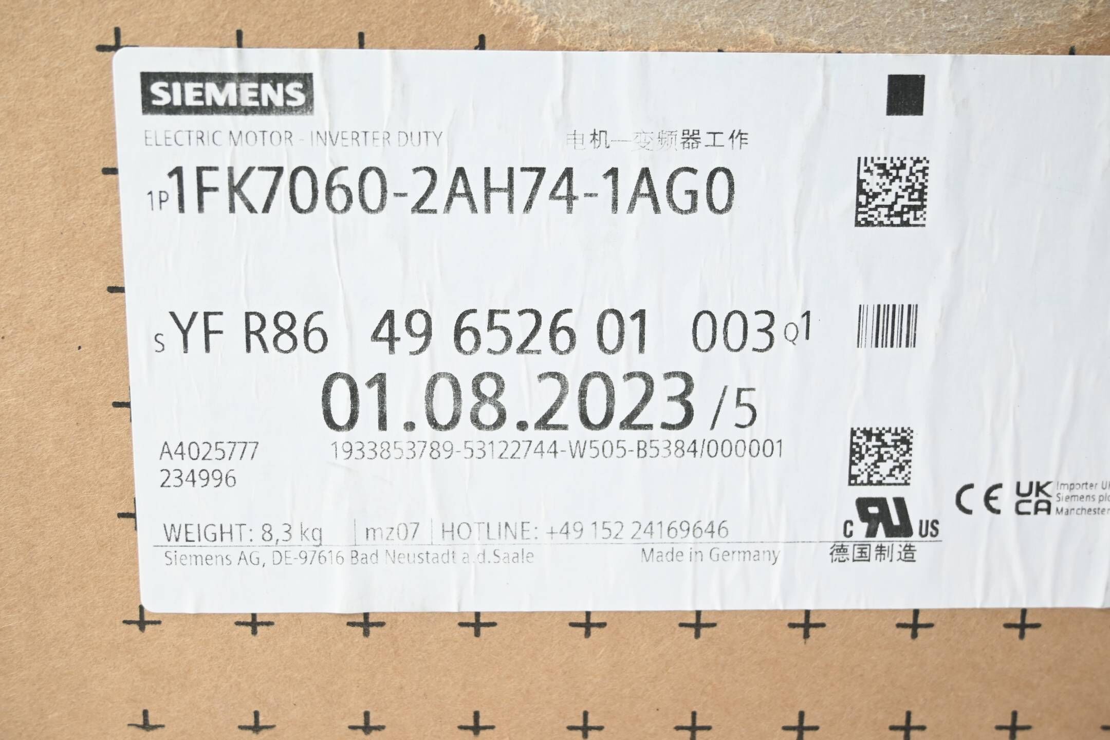 Siemens Simotics S Synchronmotor 1FK7060-2AH74-1AG0 ( 1FK7 060-2AH74-1AG0 )