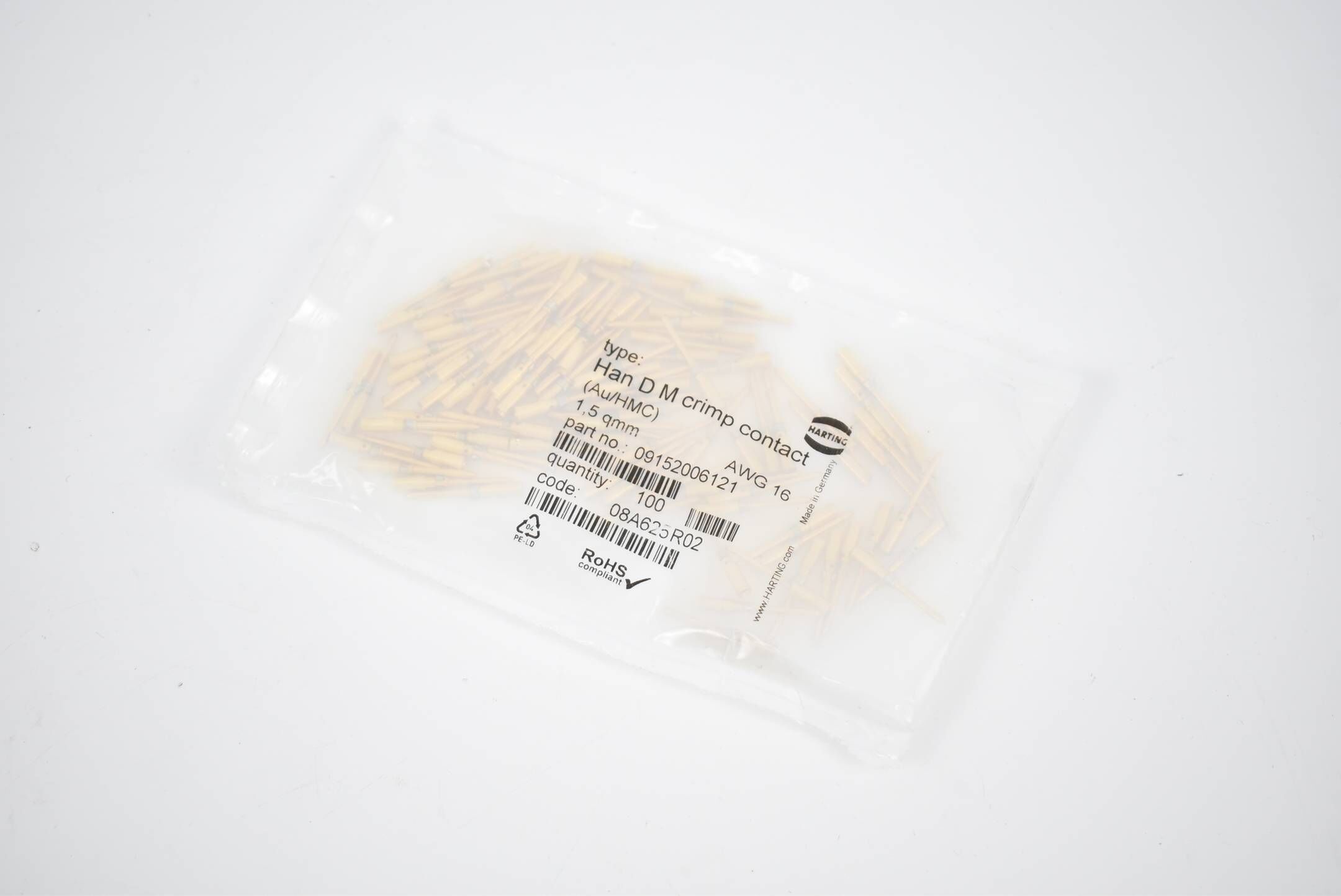 Harting Han D M crimp contact 09152006121 ( VE 100 Stück ) 1,5qmm / AWG 16