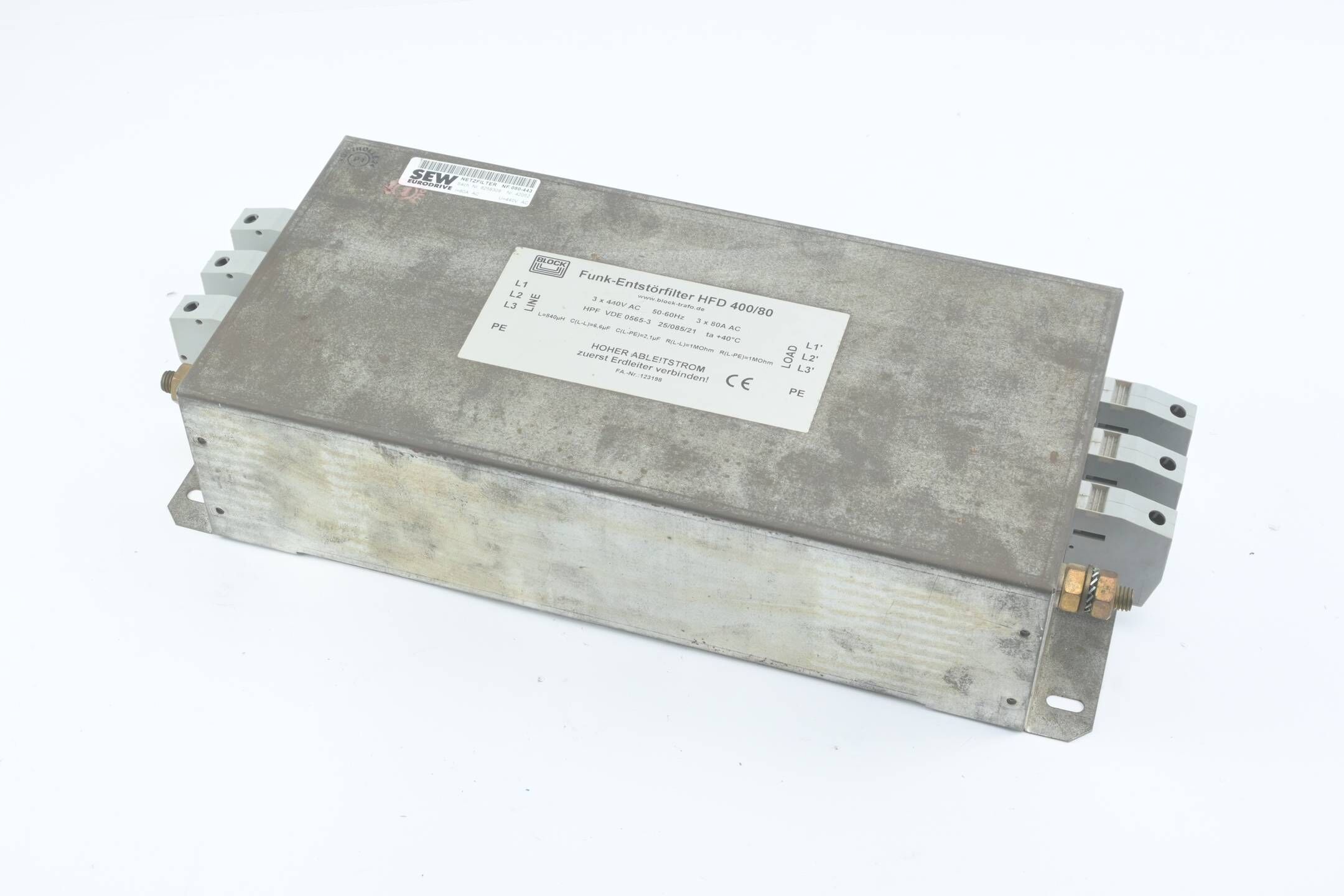 SEW Netzfilter NF 080-443 ( 8258309 ) / Block Funk-Entstörfilter HFD 400/80