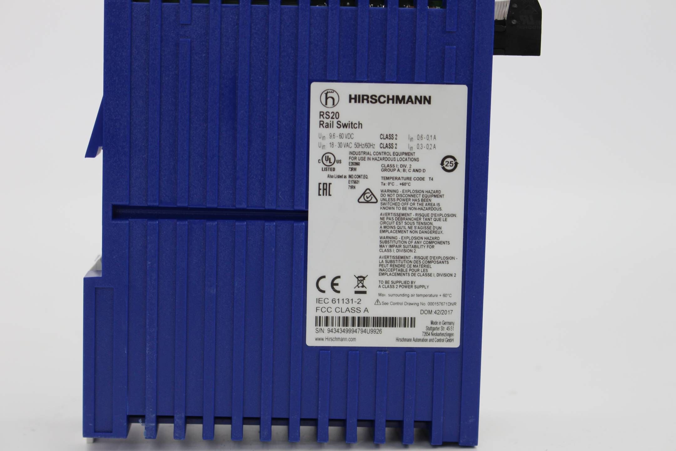 Hirschmann RS20 Rail Switch ( RS20-0400T1T1SDAEPH09.0.10 )
