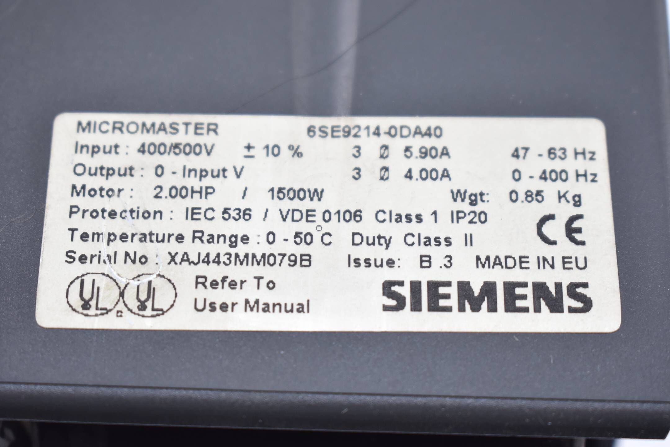 Siemens Micromaster MM75 6SE9214-6BA40 ( 6SE9 214-6BA40 )