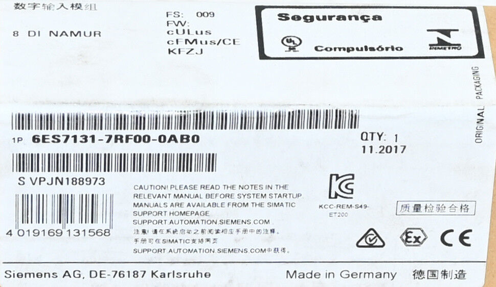 Siemens 6ES7131-7RF00-0AB0 Simatic 6ES7 131-7RF00-0AB0 Digital Input Neu versiegelt