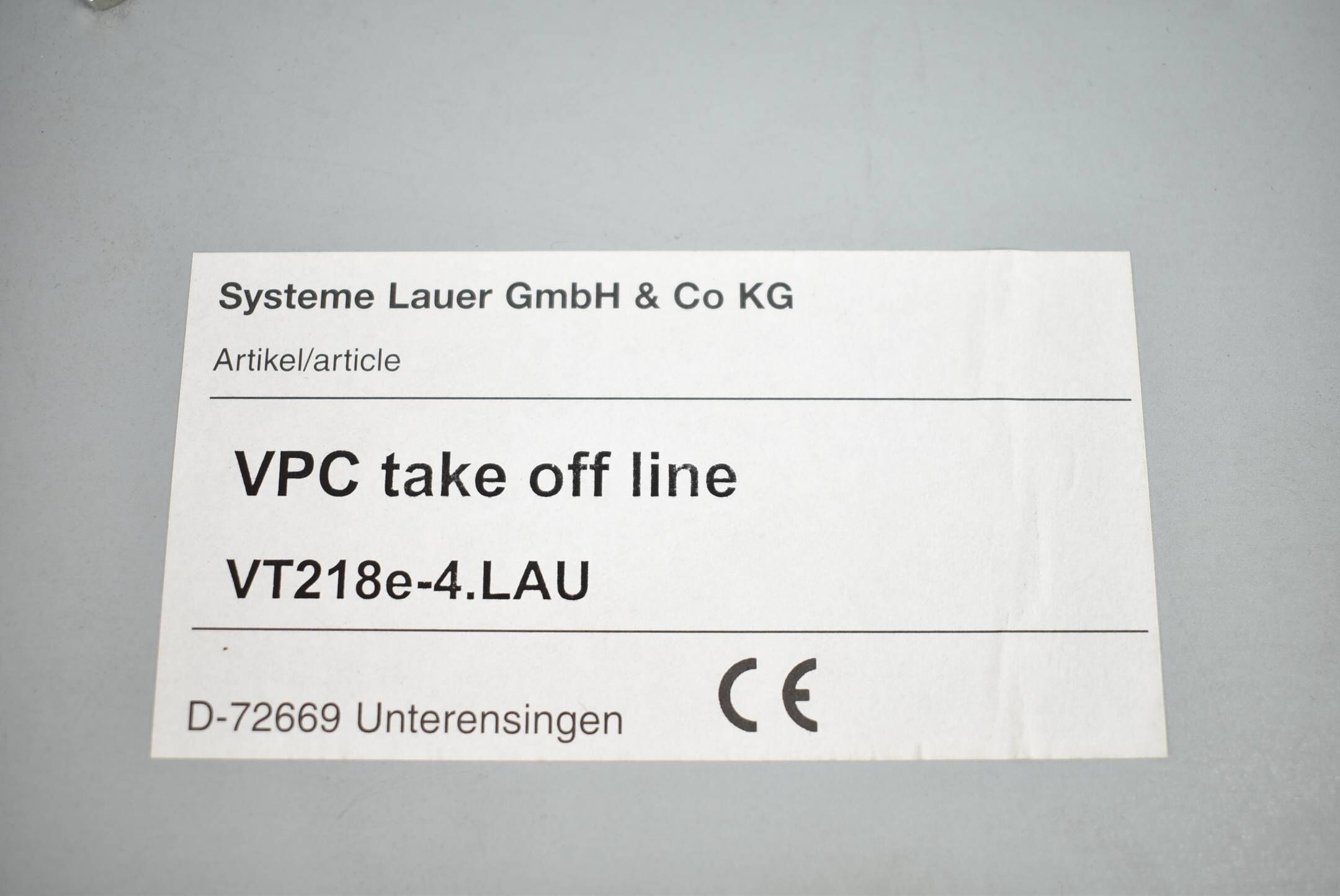 DEFEKT Lauer VPC take off line VT218e-4.LAU