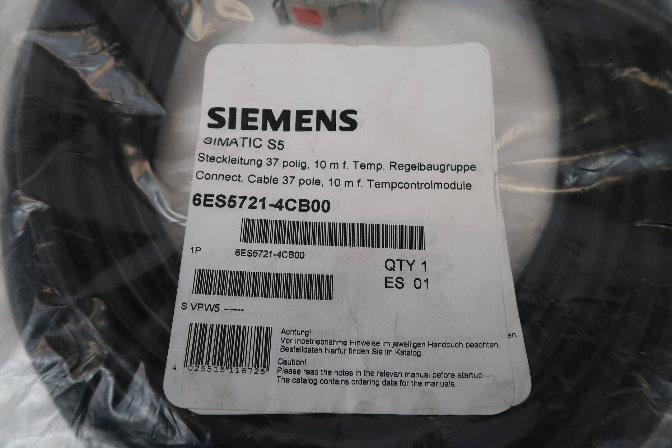 Siemens simatic S5 Steckleitung 37 polig 10M f. Temp. Regelbaugruppe 6ES5721-4CB00 ( 6ES5721-4CB00 )