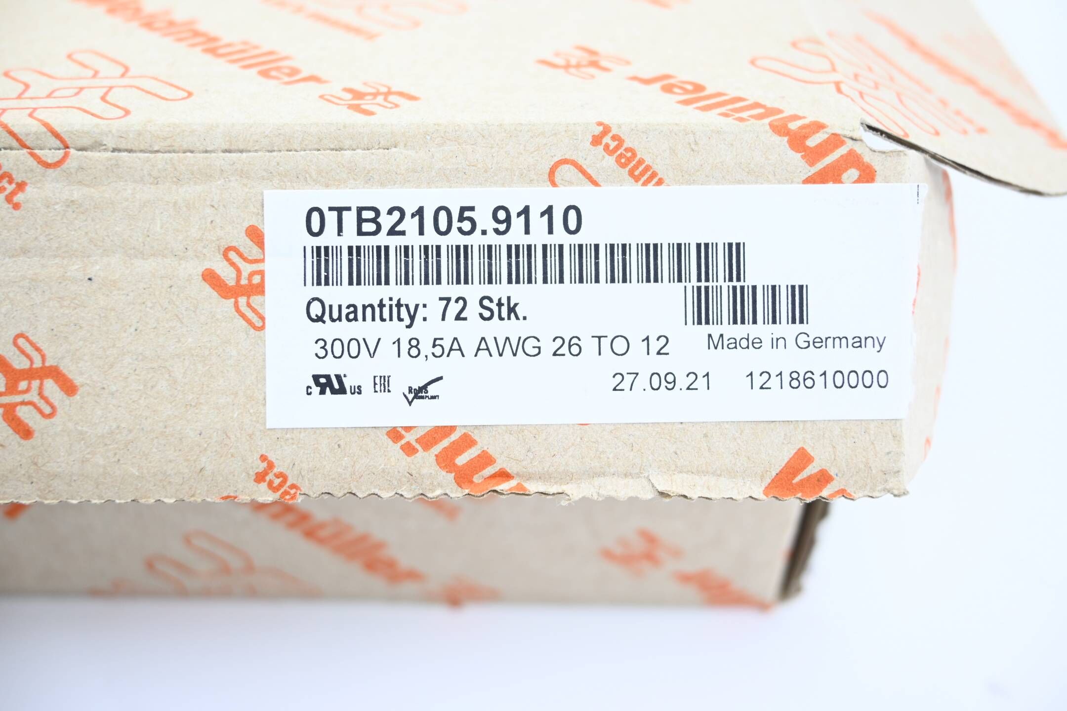72 Stück B&R Automation Feldklemme 0TB2105.9110 ( 300V 18,5A AWG 26 TO 12 )