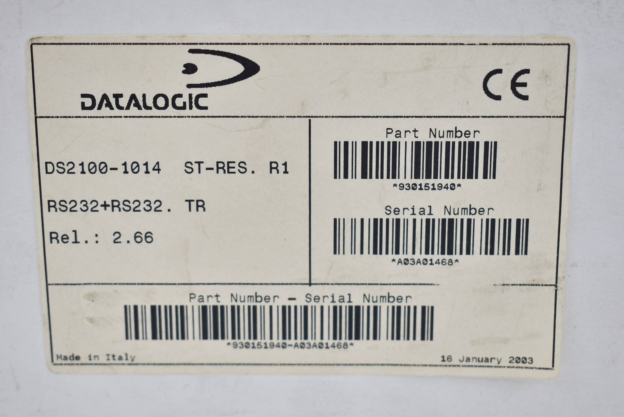 Datalogic Laserscanner 10-30VDC 4W DS2100-1014