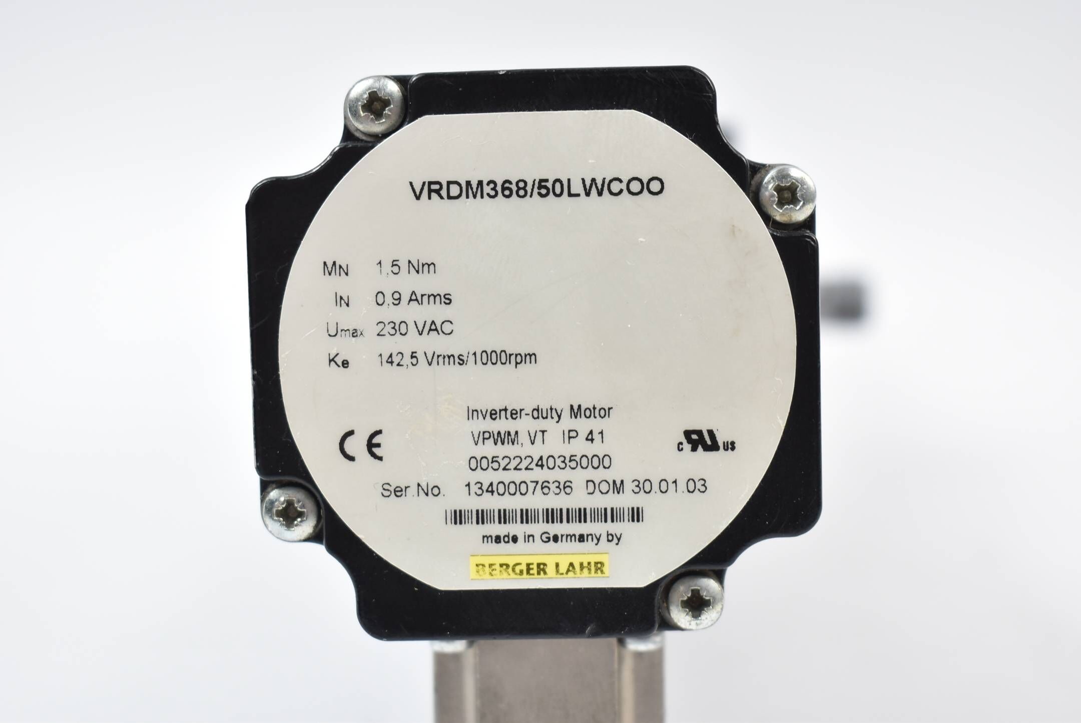 Berger Lahr Inverter Duty Motor VRDM368/50LWCOO inkl. Getriebe PL
