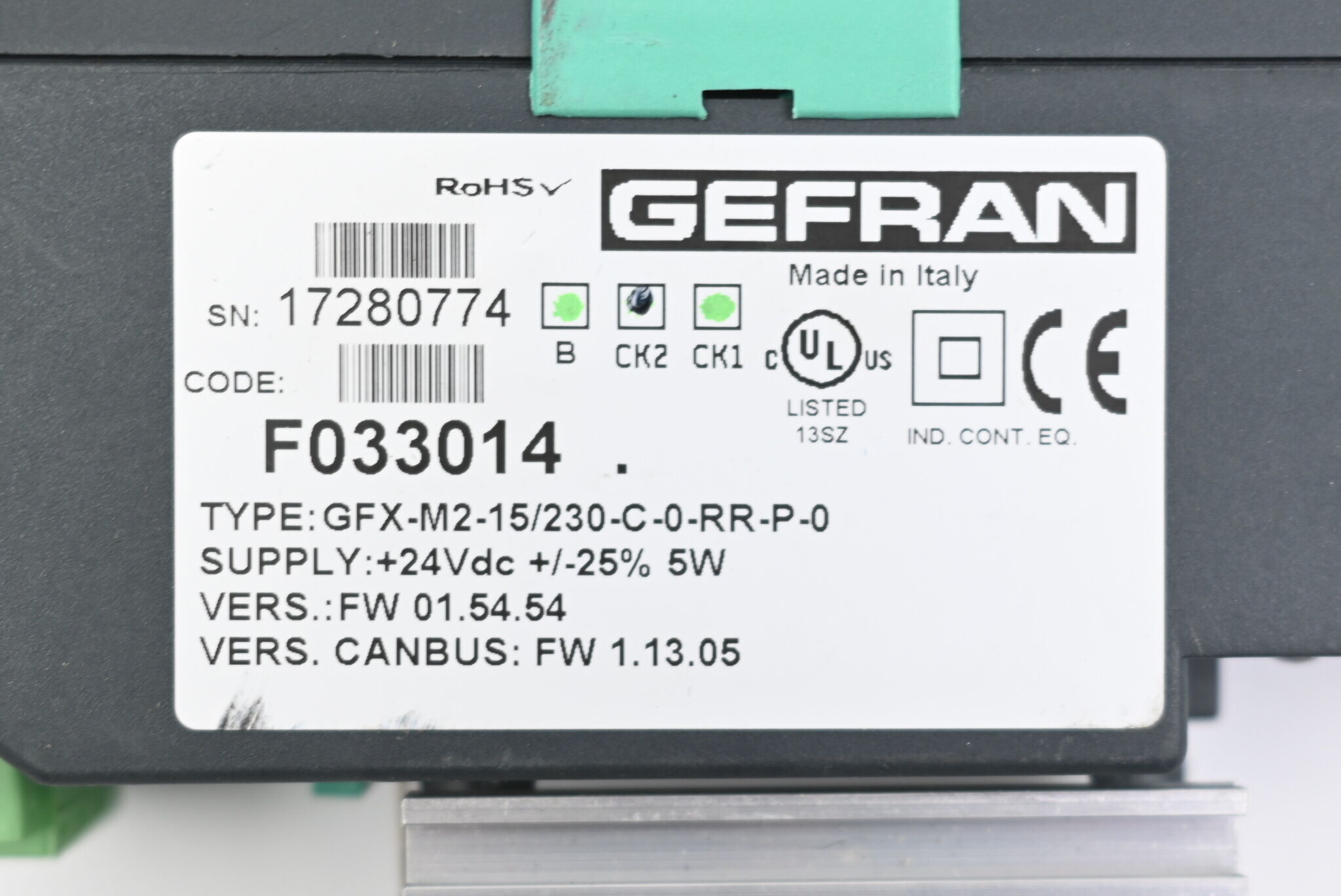 Gefran Power Controller F033014 + GFX 15A/230 Vac