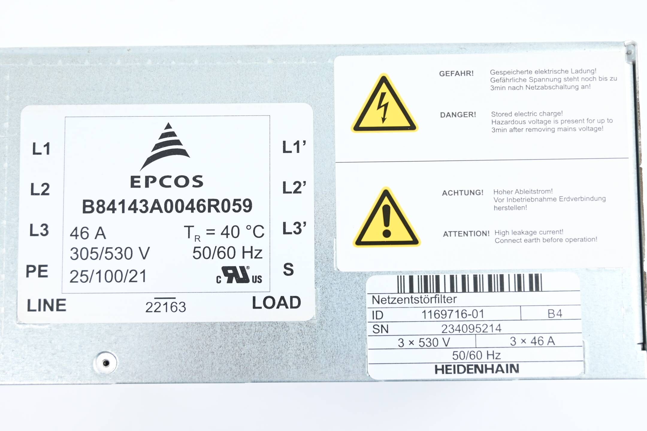 Heidenhain Netzentstörfilter EPCOS 3x480V 1169716-01 ( 116 9716-01 ) Ver. B4