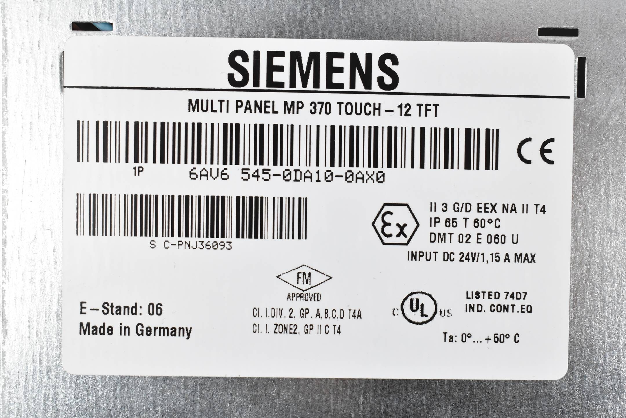 ÜBERHOLT Siemens Multi MP370 Touch 6AV6545-0DA10-0AX0 6AV6 545-0DA10-0AX0 E06