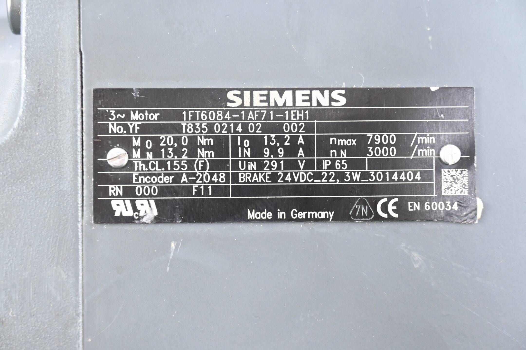 Siemens Simotics S Synchronservomotor 1FT6084-1AF71-1EH1 ( 1FT6 084-1AF71-1EH1 )