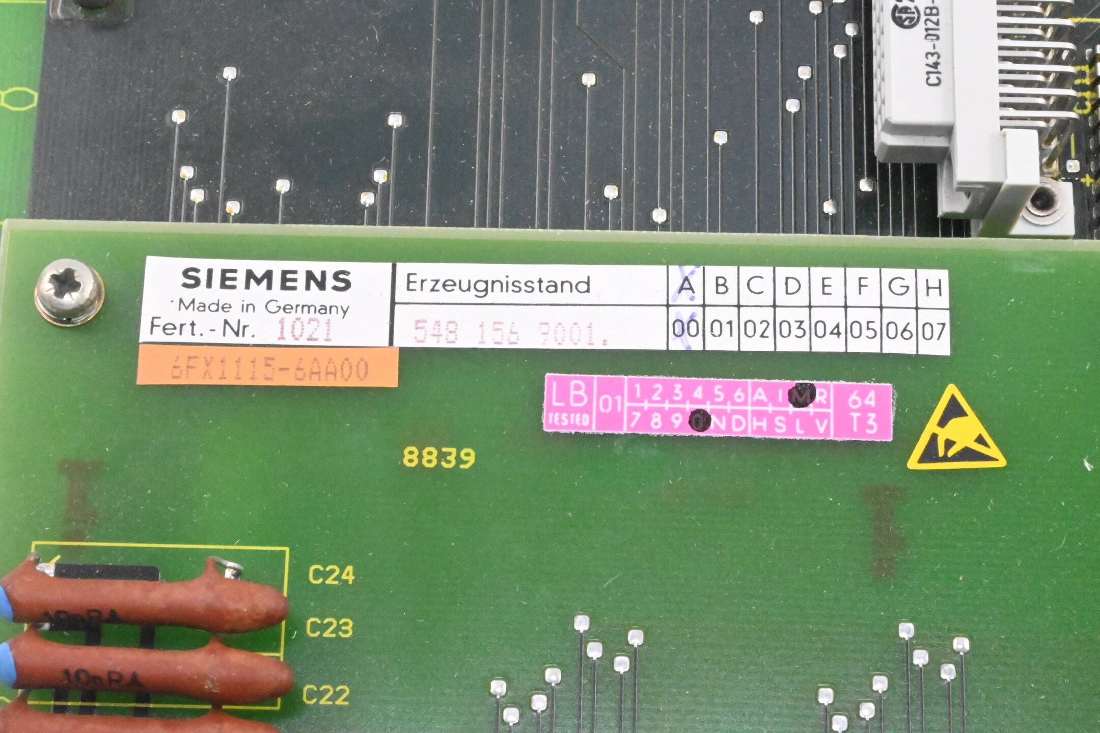 Siemens Board 6FX1113-4AC01 ( 6FX1 113-4AC01 ) inkl. 6FX1115-6AA00