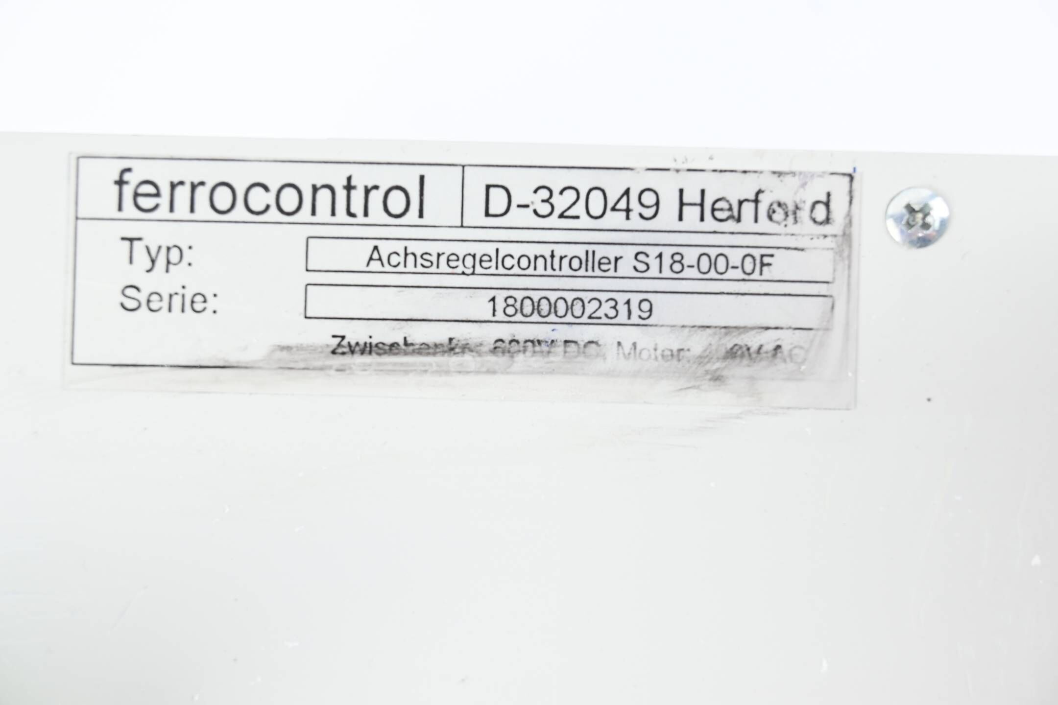 Ferrocontrol Achsregelcontroller S18-00-0F Zwischenkreis 600V DC Motor 400V AC