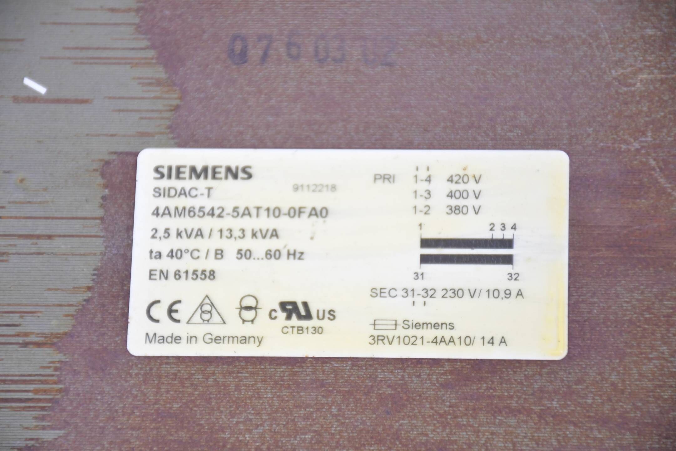 Siemens Sidac-T Transformator 4AM6542-5AT10-0FA0 ( 4AM6 542-5AT10-0FA0 )