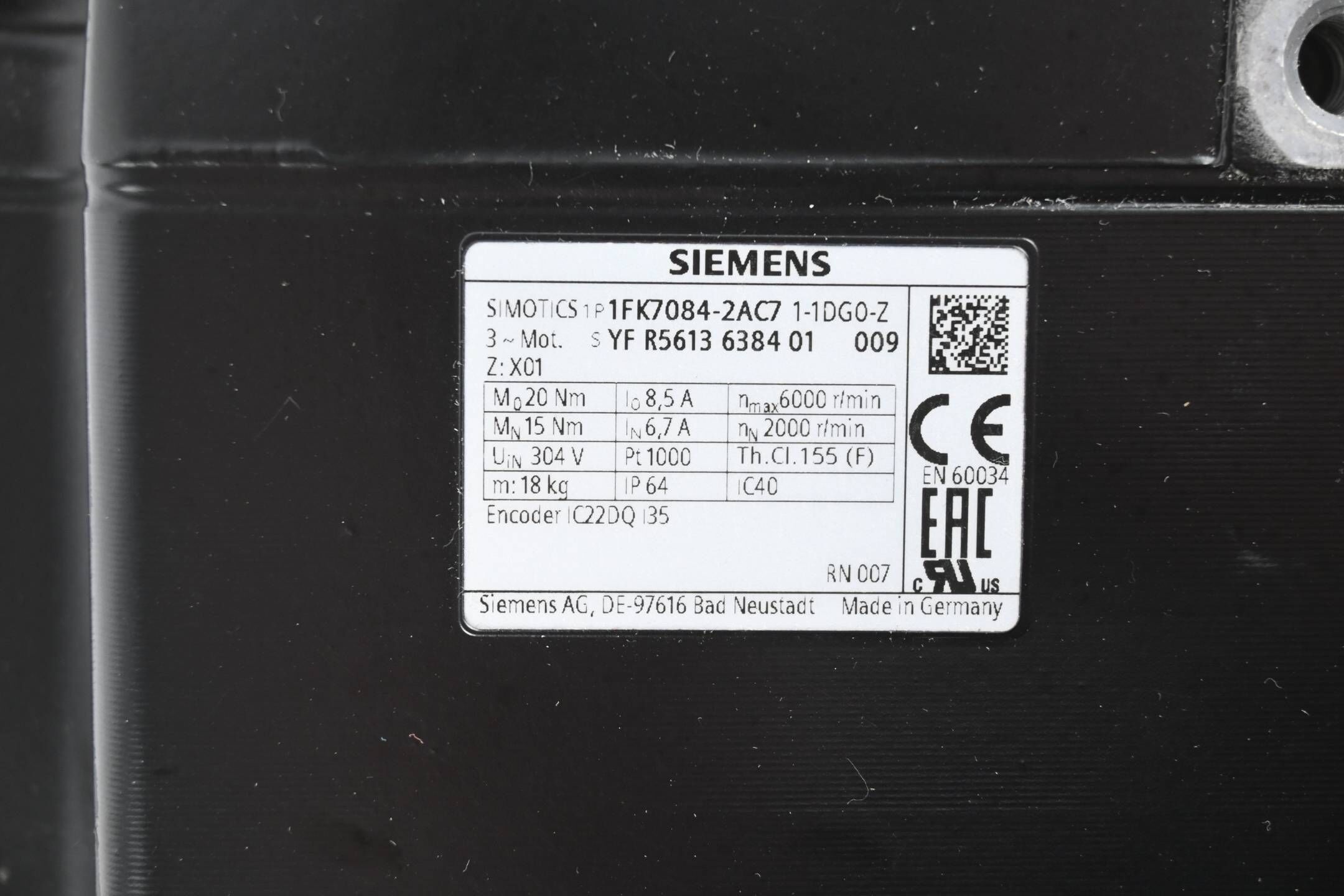 Siemens Simotics S Synchronmotor 1FK7084-2AC71-1DG0-Z ( Z= X01 )