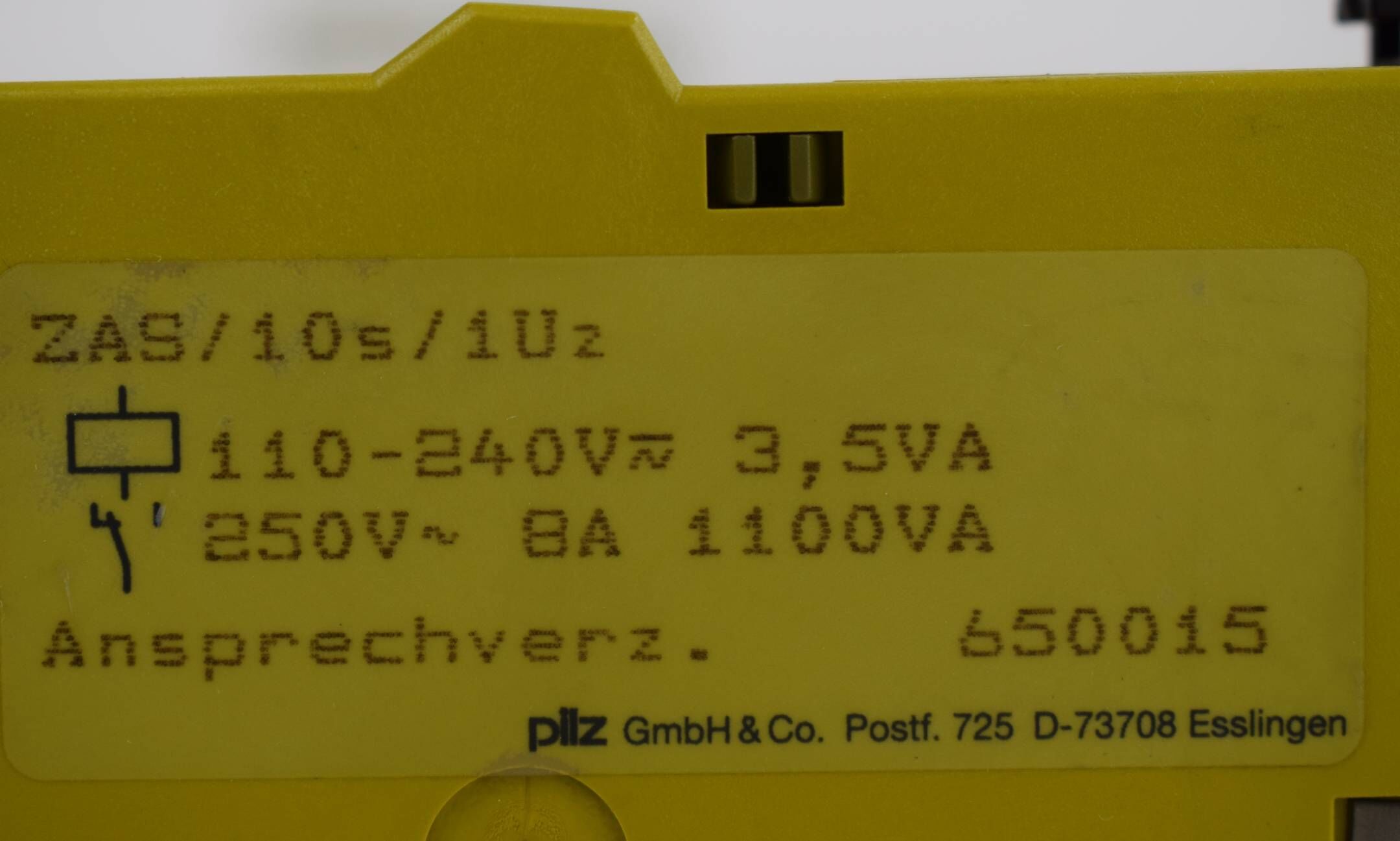 Pilz Zeitrelais ZAS 10s 1Uz ( ZAS/10s/1Uz ) 650015