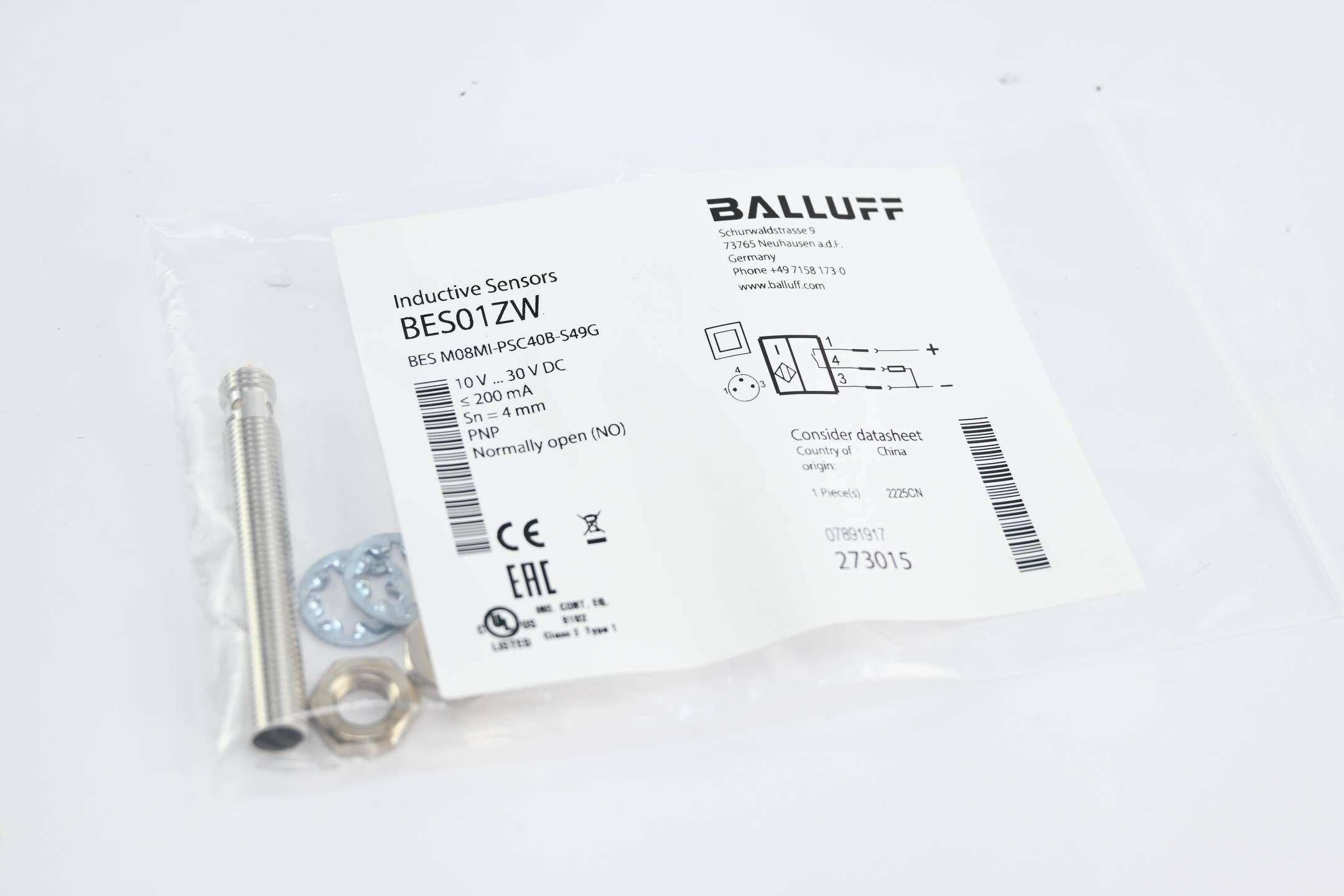 Balluff Induktiver Näherungsschalter BES01ZW ( BES M08MI-PSC40B-S49G )