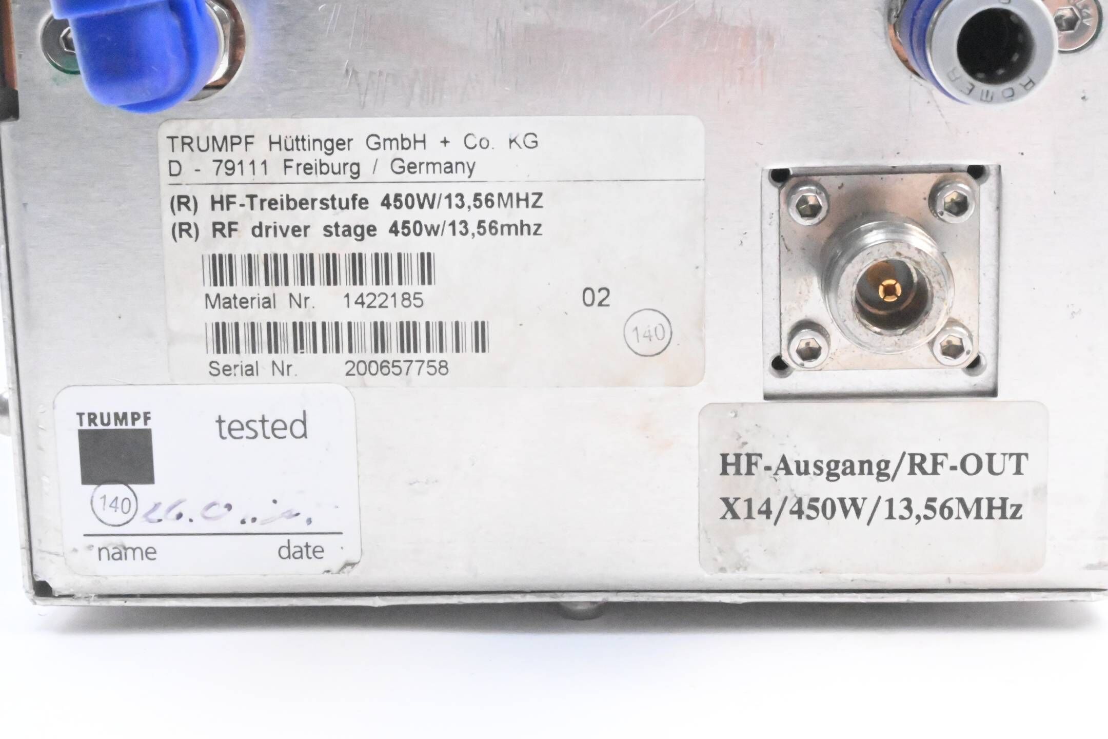 Trumpf Hüttinger HF-Treiberstufe 450W/13,56MHZ ( 1422185 )
