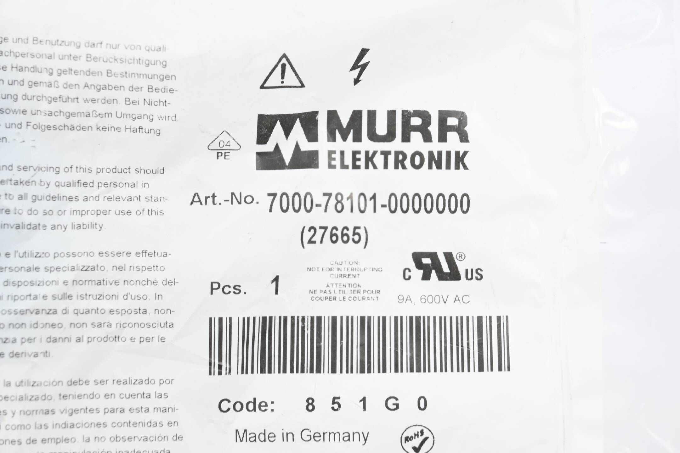 Murr Elektronik 7/8'' St. 0° Schraubklemmanschluss 7000-78101-0000000 