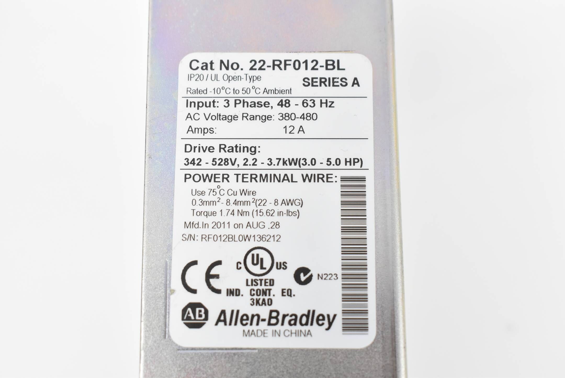 Allen Bradley Netzfilter 22-RF012-BL Series A