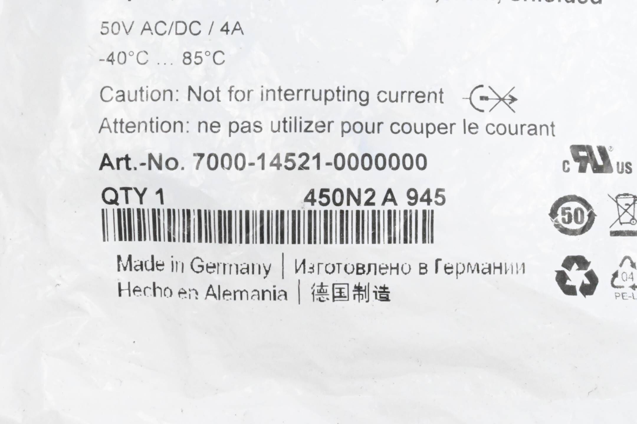 Murr Elektronik 7000-14521-0000000 Schneidklemmanschluss