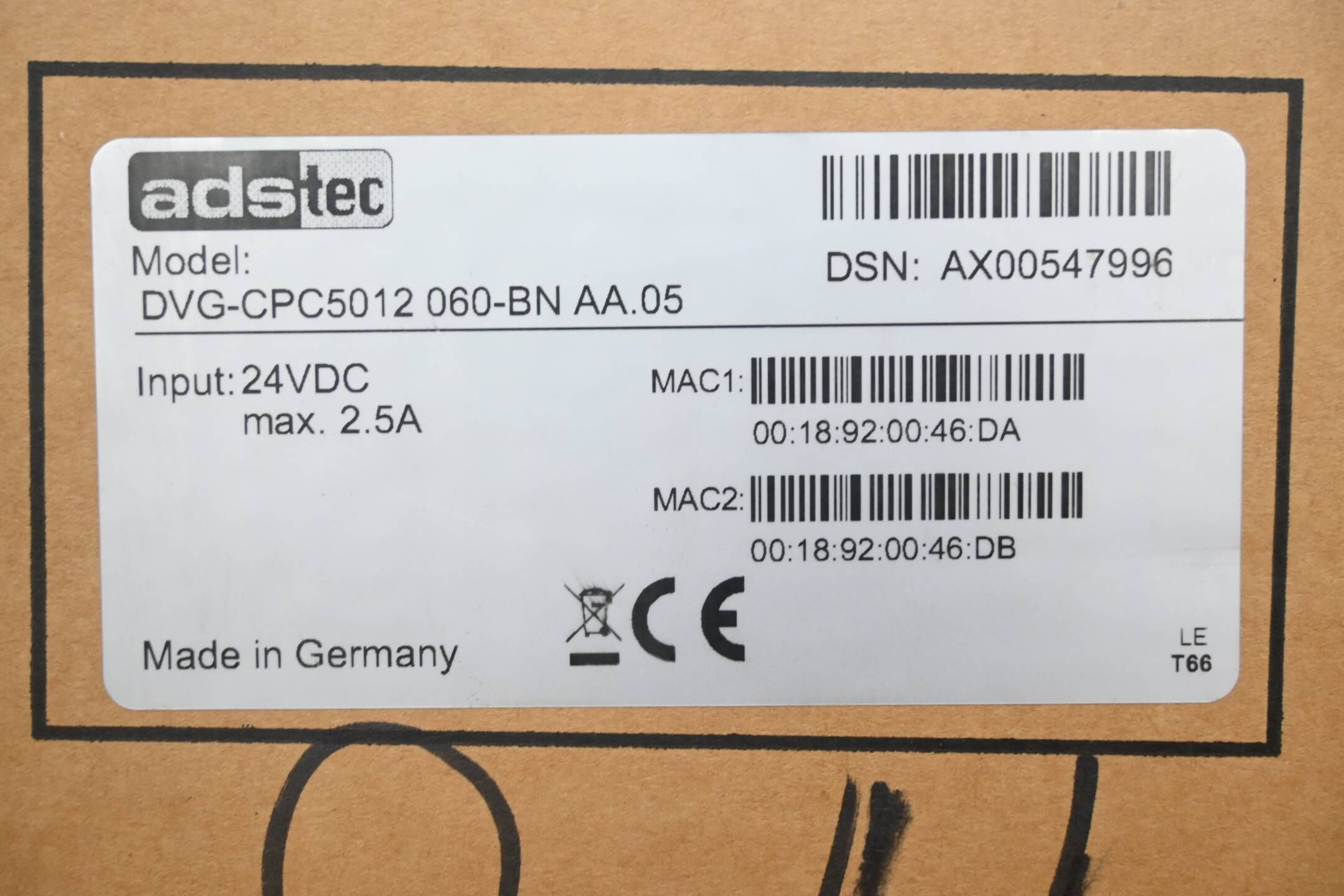 ADStec Panel DVG-CPC5012 060-BN AA.05