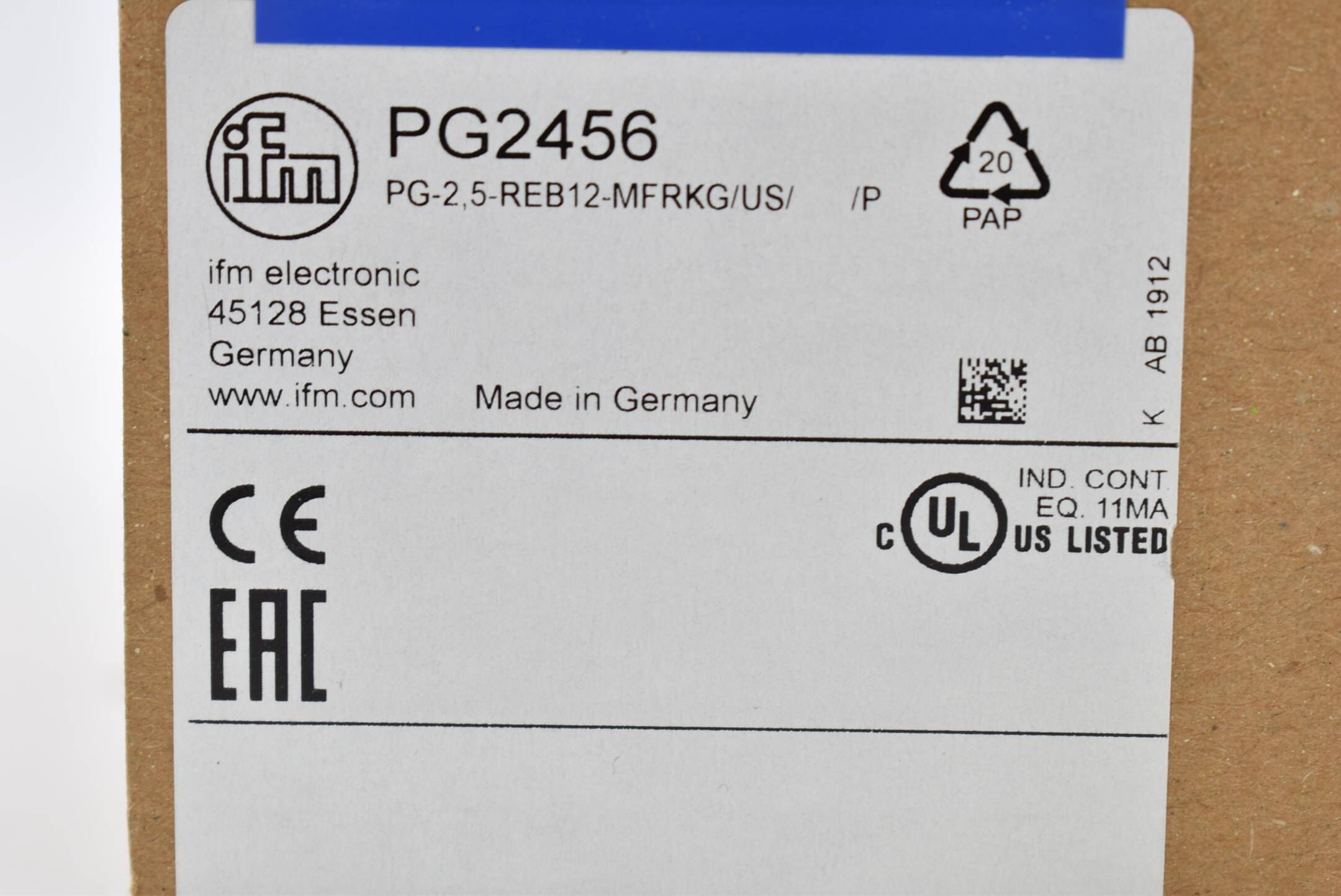Ifm Drucksensor mit analoger Anzeige PG2456 PG-2,5-REB12-MFRKG/US/ /P