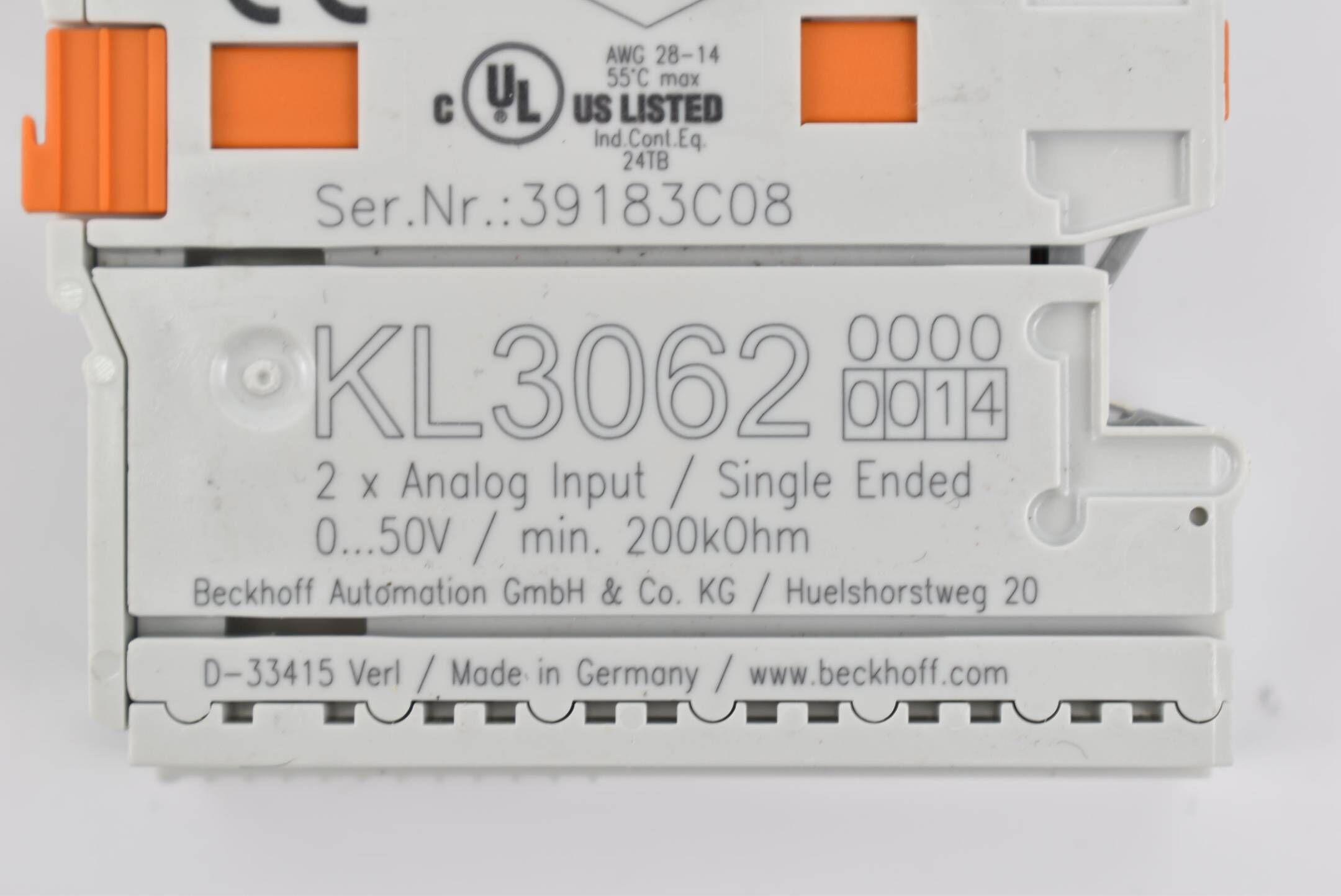 Beckhoff Busklemme 2-Kanal-Analog-Eingang 0-10V KL3062-0014 ( KL 3062-0014 )