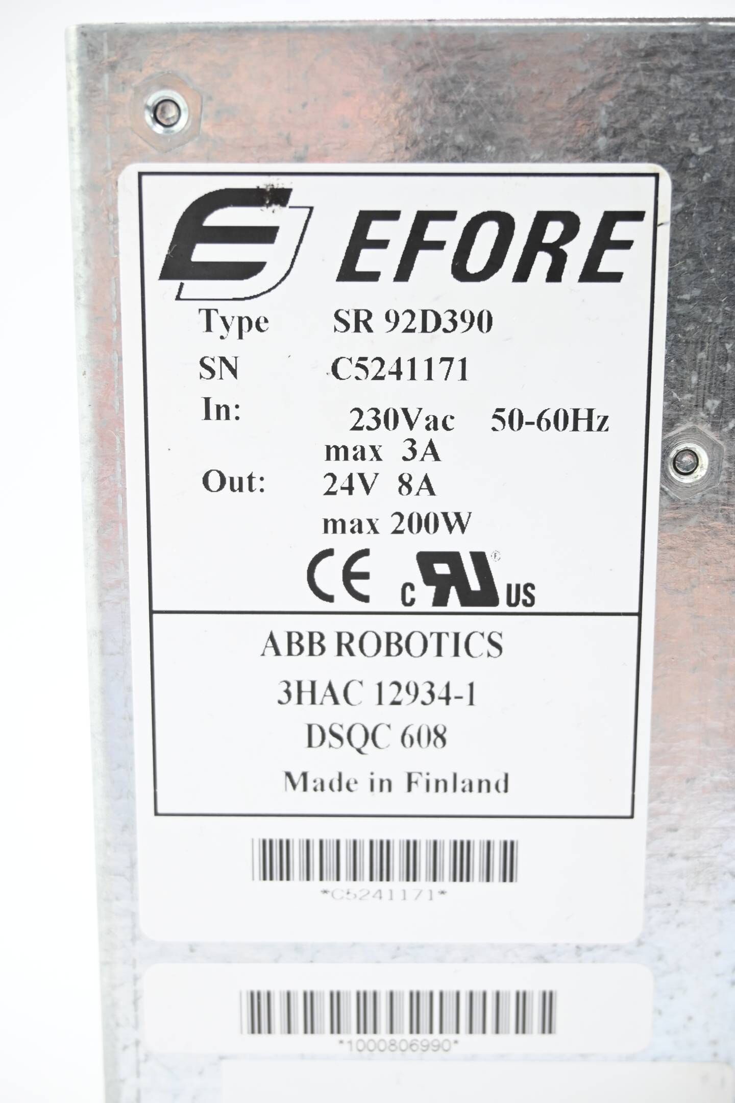 ABB Robotics Efore Netzteil DSQC 608 ( 3HAC 12934-1 ) SR92D390