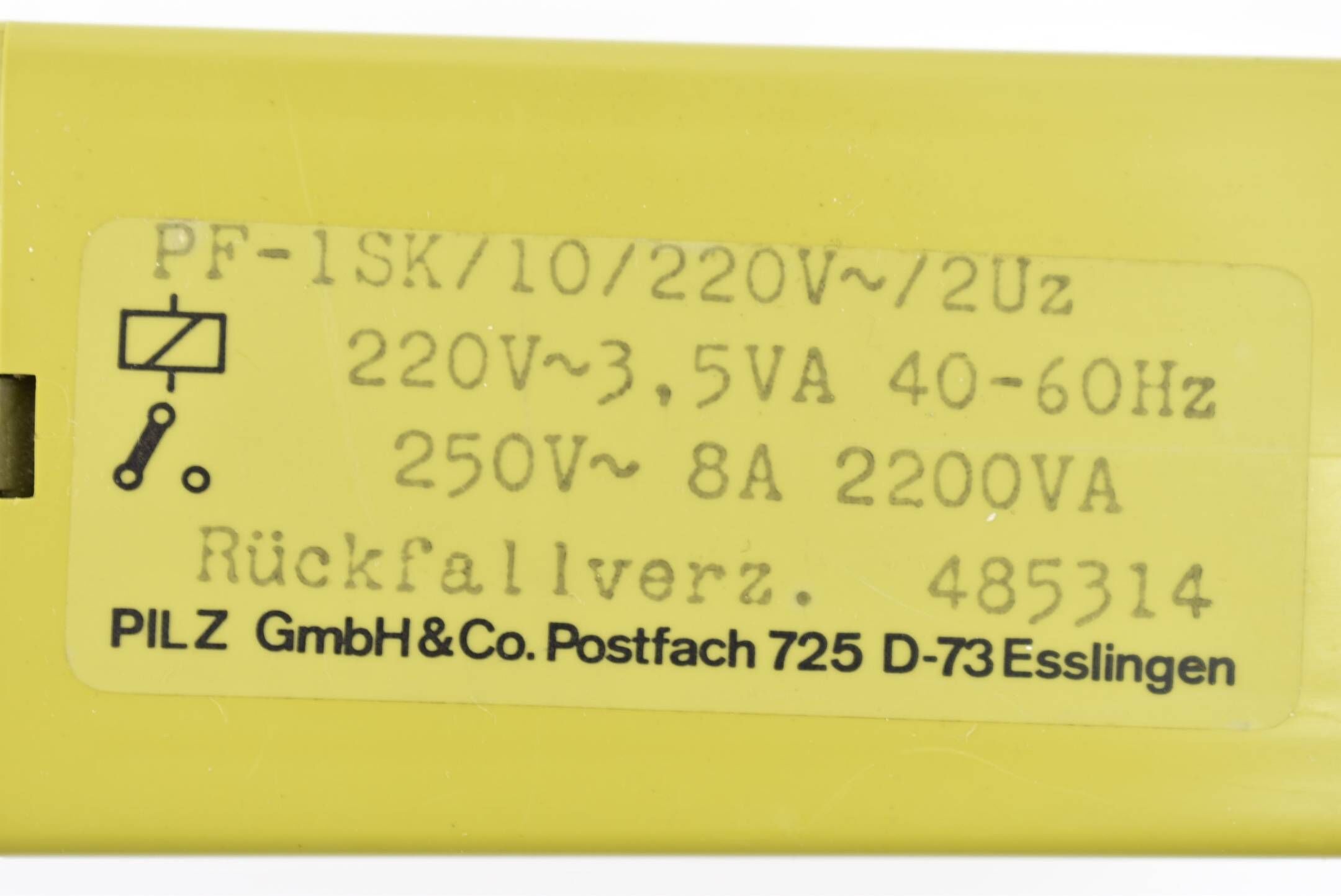 5 Stück Pilz Sicherheitsschaltgerät PF-1SK/10/220V/2Uz ( 485314 )