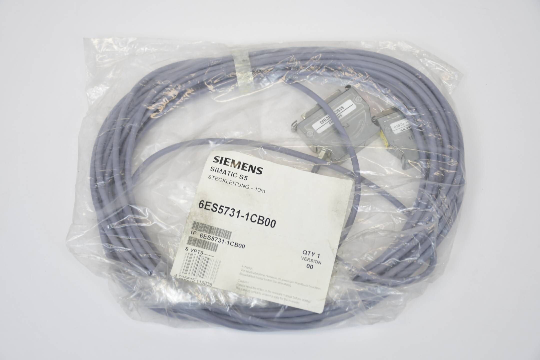 Siemens simatic S5 Steckleitung 10m PG 655 6ES5731-1CB00 ( 6ES5 731-1CB00 ) Version 0